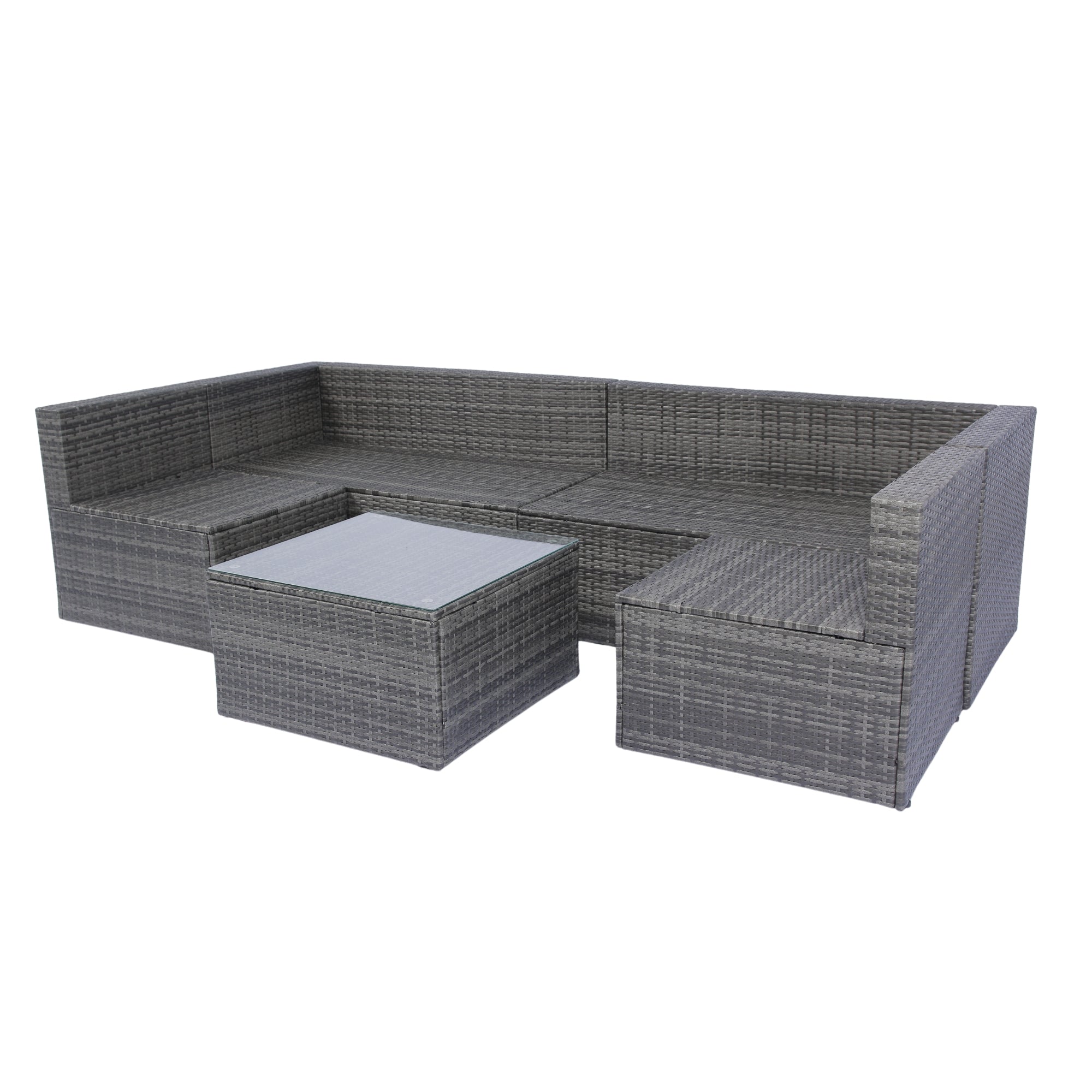 5-Pieces Outdoor PE Rattan sectional Sofa Set with 2 Pillows and Cushion BOELEPS14GR-B