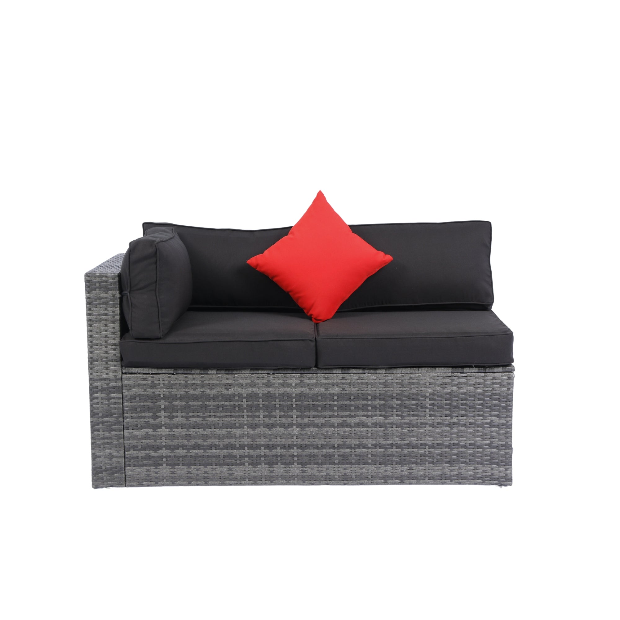 5-Pieces Outdoor PE Rattan sectional Sofa Set with 2 Pillows and Cushion BOELEPS14GR-B