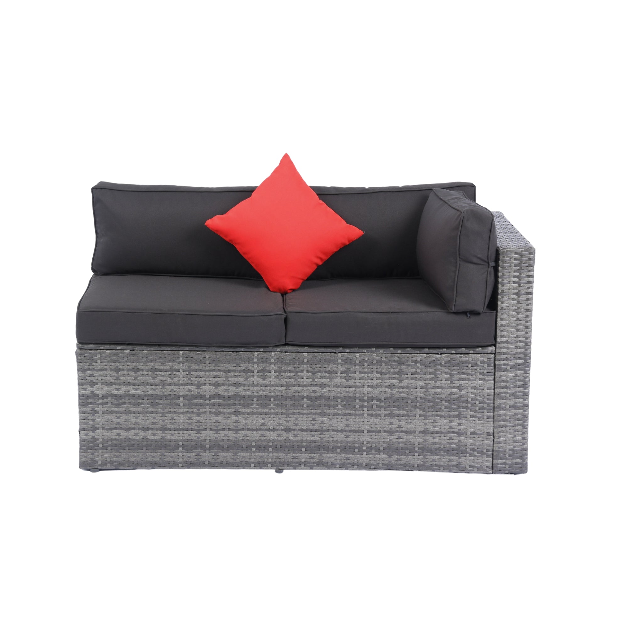 5-Pieces Outdoor PE Rattan sectional Sofa Set with 2 Pillows and Cushion BOELEPS14GR-B