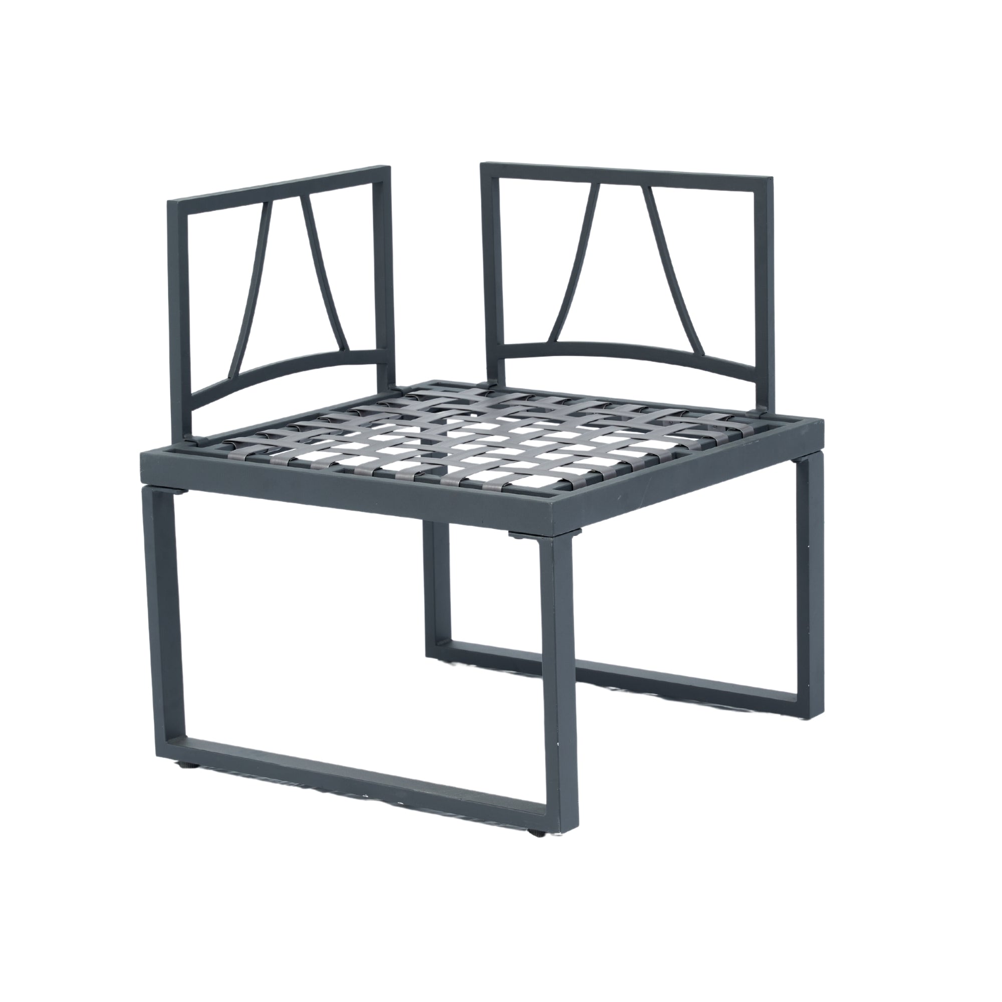 4-Piece Outdoor Patio L-Shaped Sectional Sofa with Side Table and Dark Grey Cushions BOELEPS15GR