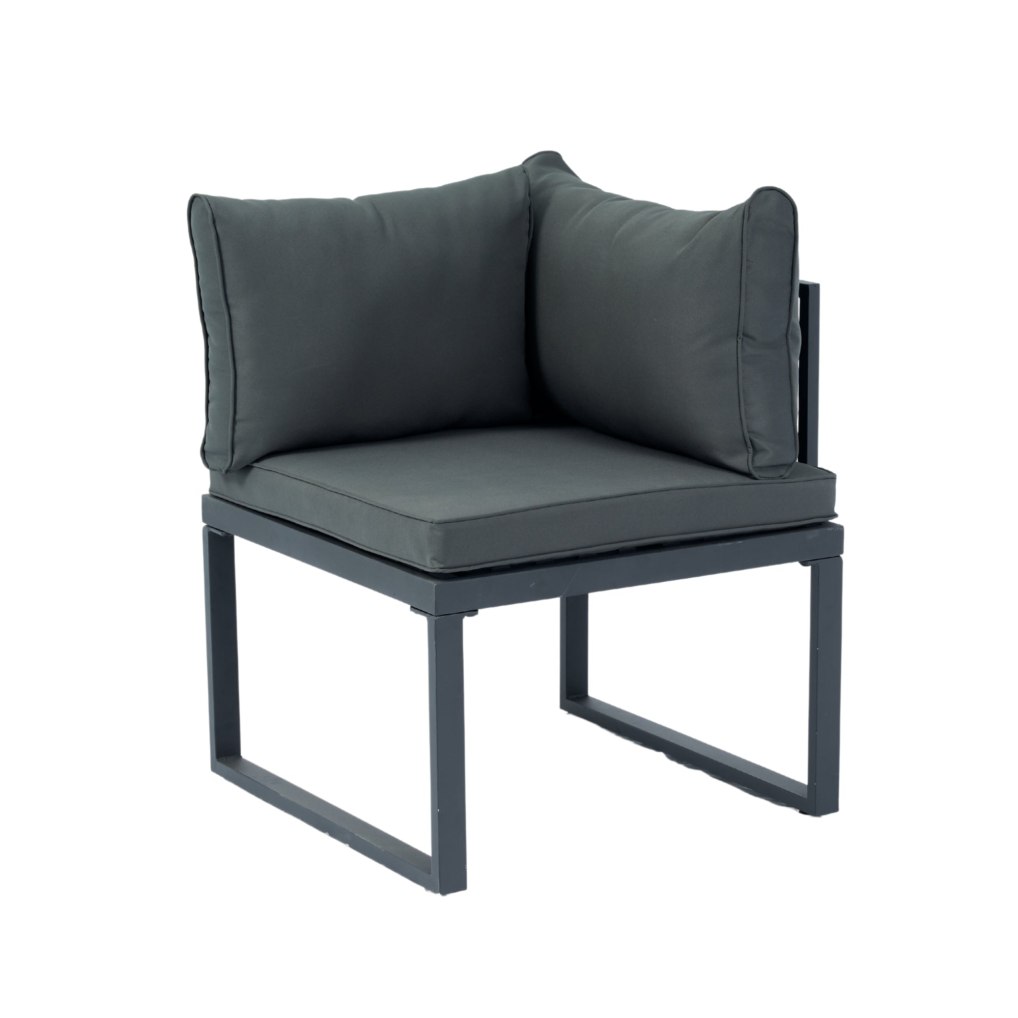 4-Piece Outdoor Patio L-Shaped Sectional Sofa with Side Table and Dark Grey Cushions BOELEPS15GR
