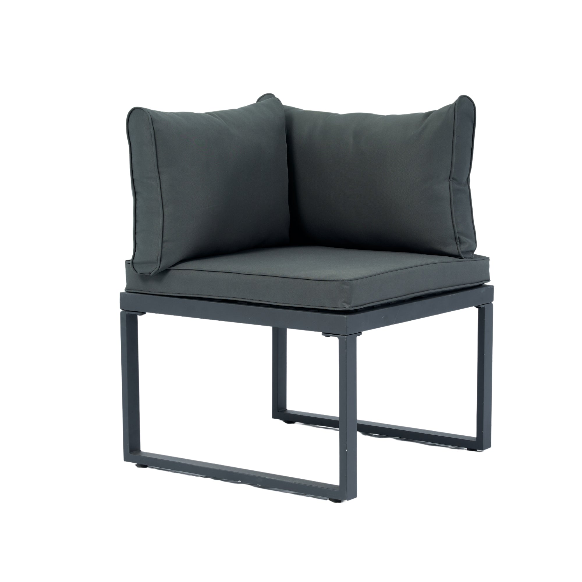 4-Piece Outdoor Patio L-Shaped Sectional Sofa with Side Table and Dark Grey Cushions BOELEPS15GR