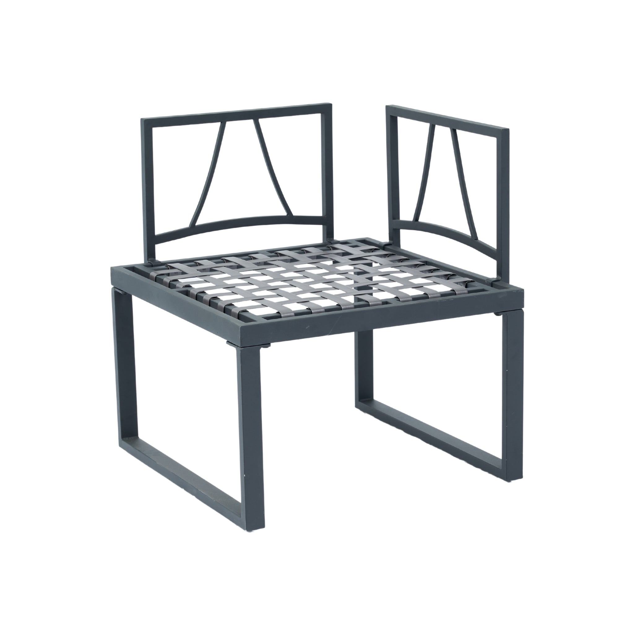 4-Piece Outdoor Patio L-Shaped Sectional Sofa with Side Table and Dark Grey Cushions BOELEPS15GR