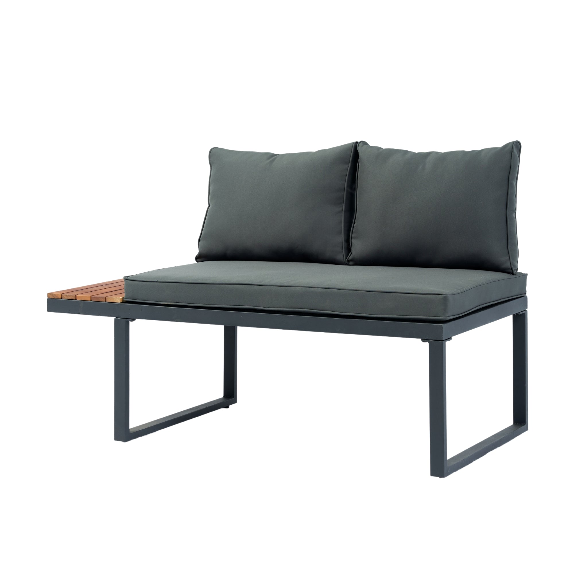 4-Piece Outdoor Patio L-Shaped Sectional Sofa with Side Table and Dark Grey Cushions BOELEPS15GR