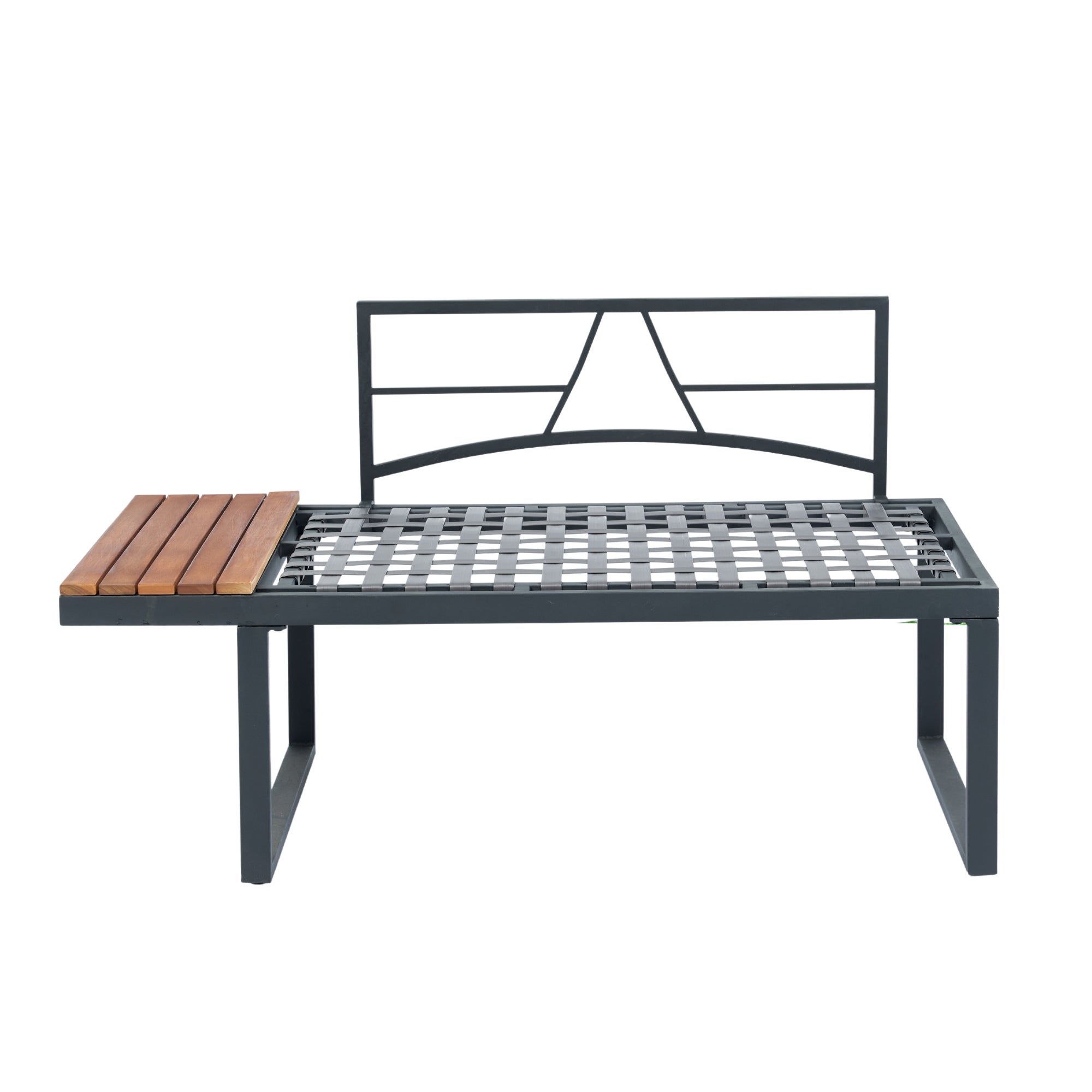 4-Piece Outdoor Patio L-Shaped Sectional Sofa with Side Table and Dark Grey Cushions BOELEPS15GR