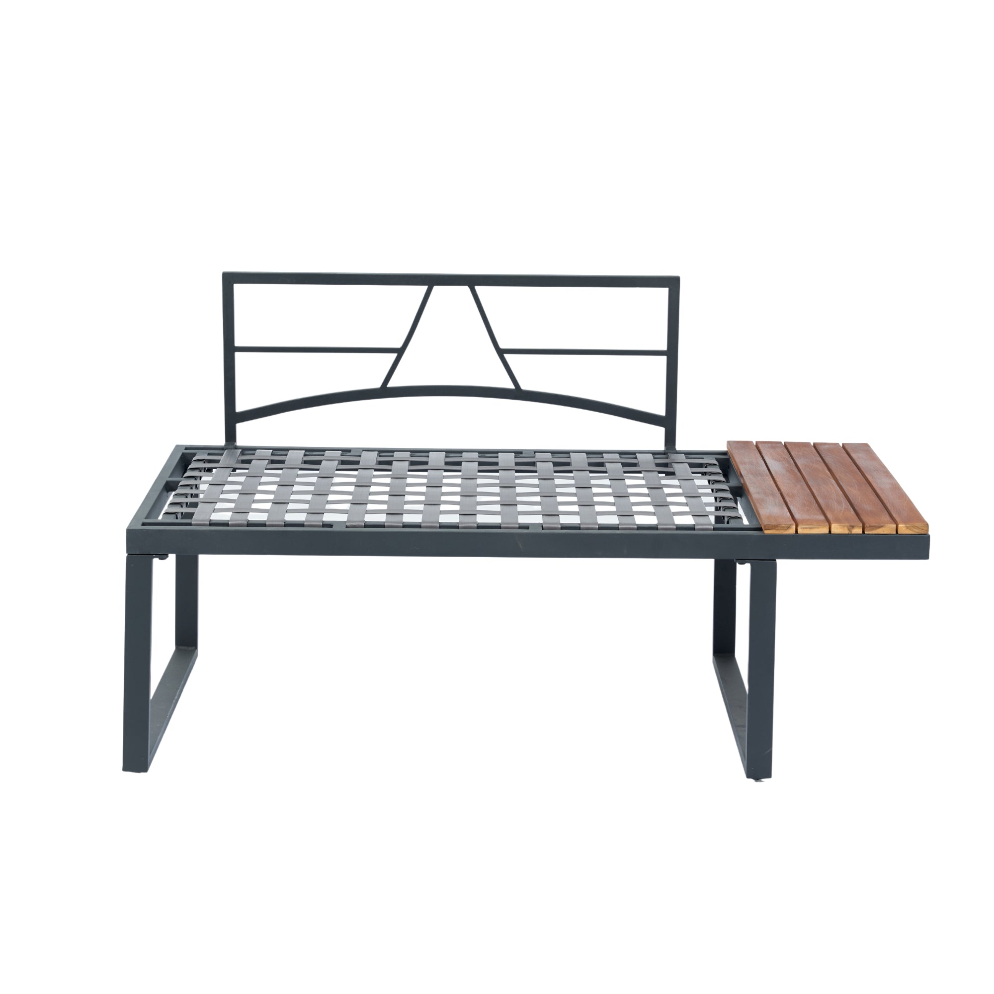 4-Piece Outdoor Patio L-Shaped Sectional Sofa with Side Table and Dark Grey Cushions BOELEPS15GR