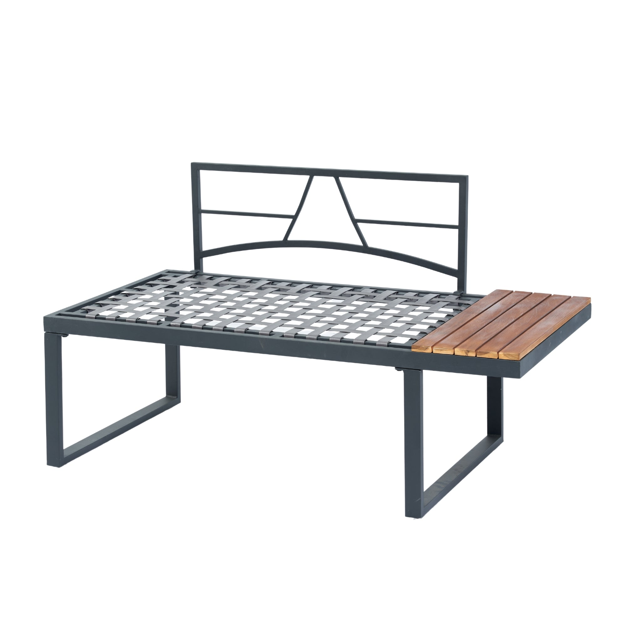 4-Piece Outdoor Patio L-Shaped Sectional Sofa with Side Table and Dark Grey Cushions BOELEPS15GR