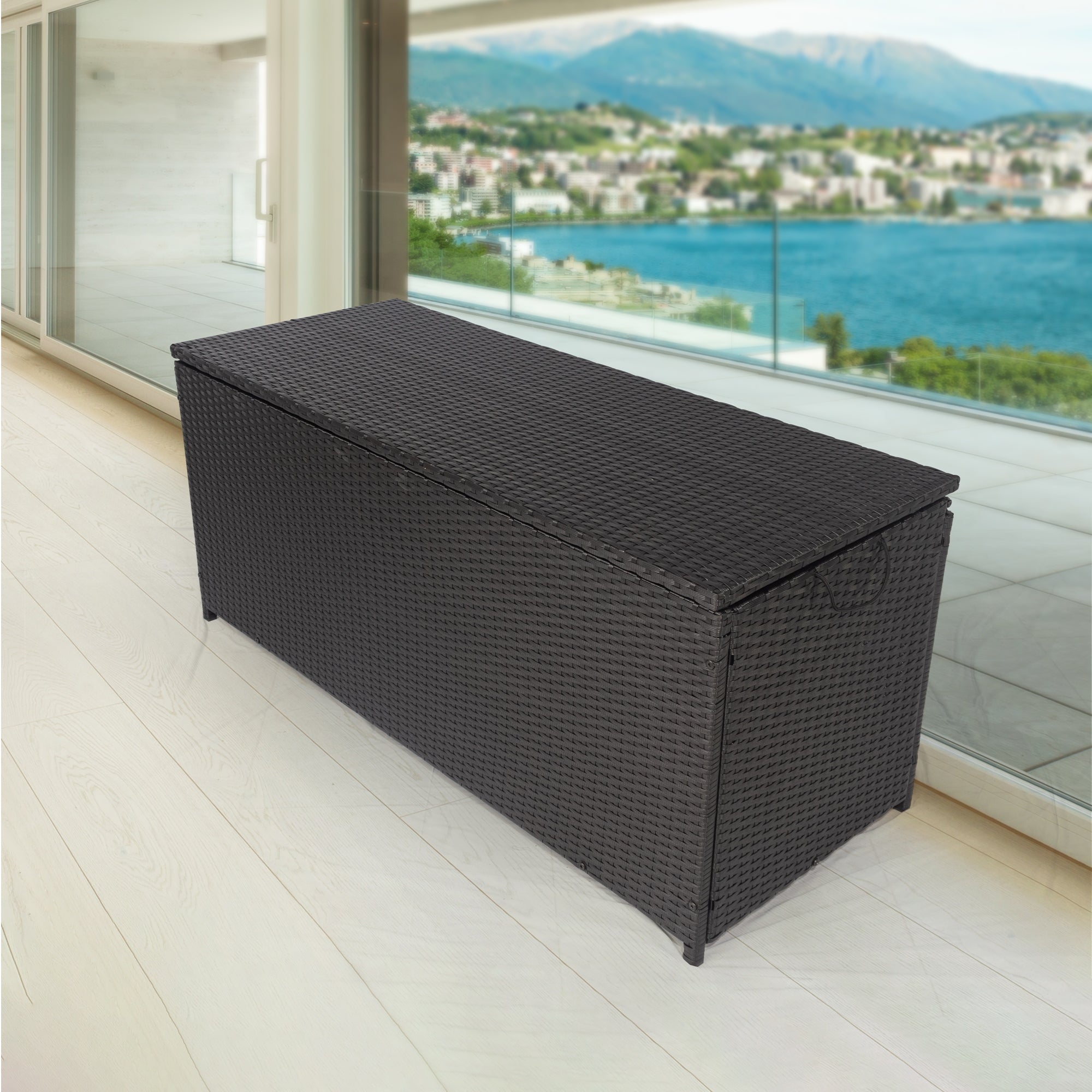 113 Gal. Wicker Outdoor Deck Boxes with Lid BOELEPSTG01B