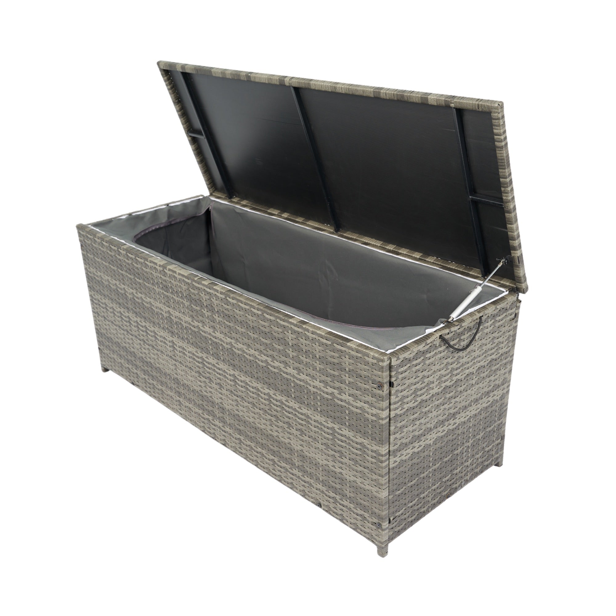 113 Gal. Black Wicker Outdoor Deck Boxes with Lid BOELEPSTG01GRA