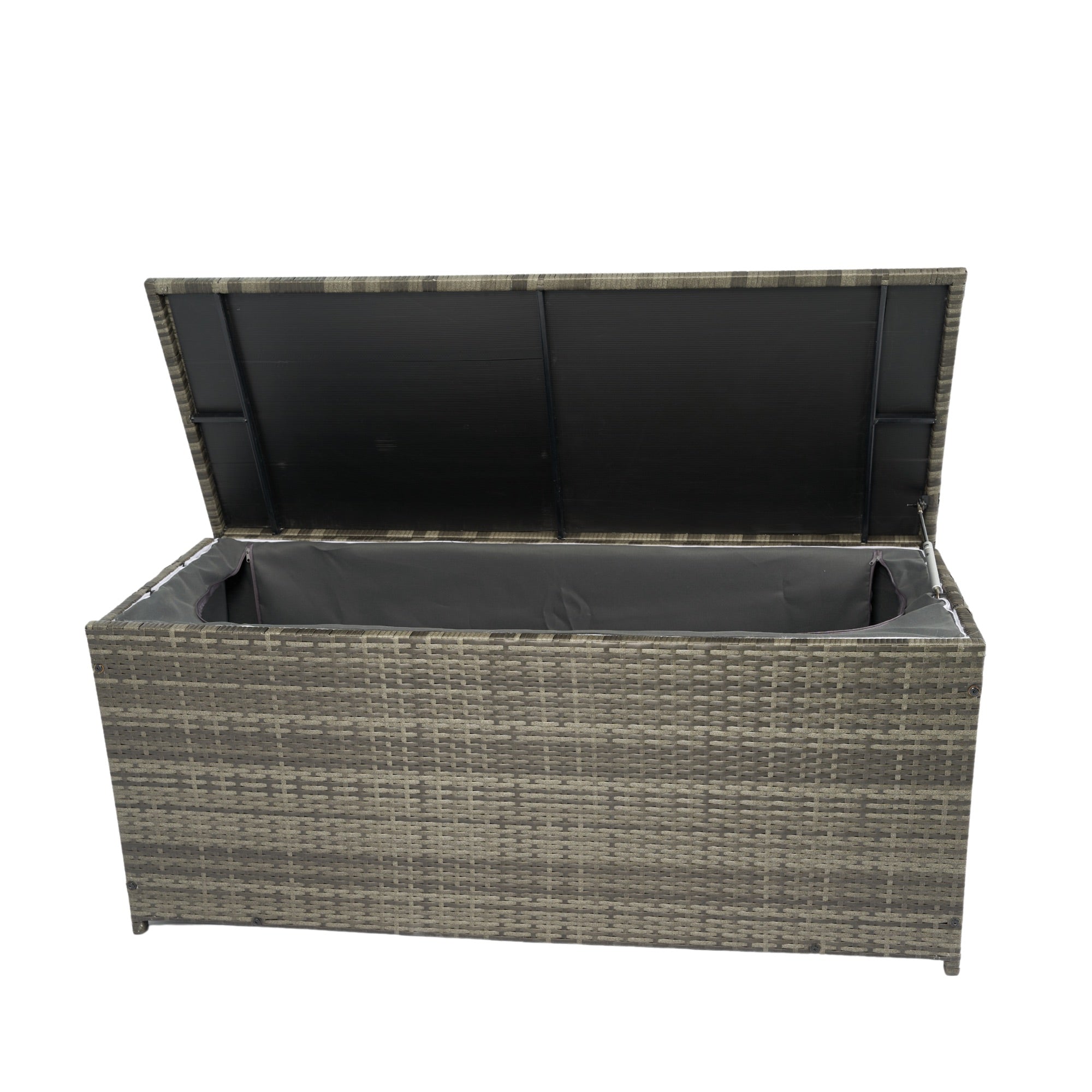 113 Gal. Black Wicker Outdoor Deck Boxes with Lid BOELEPSTG01GRA