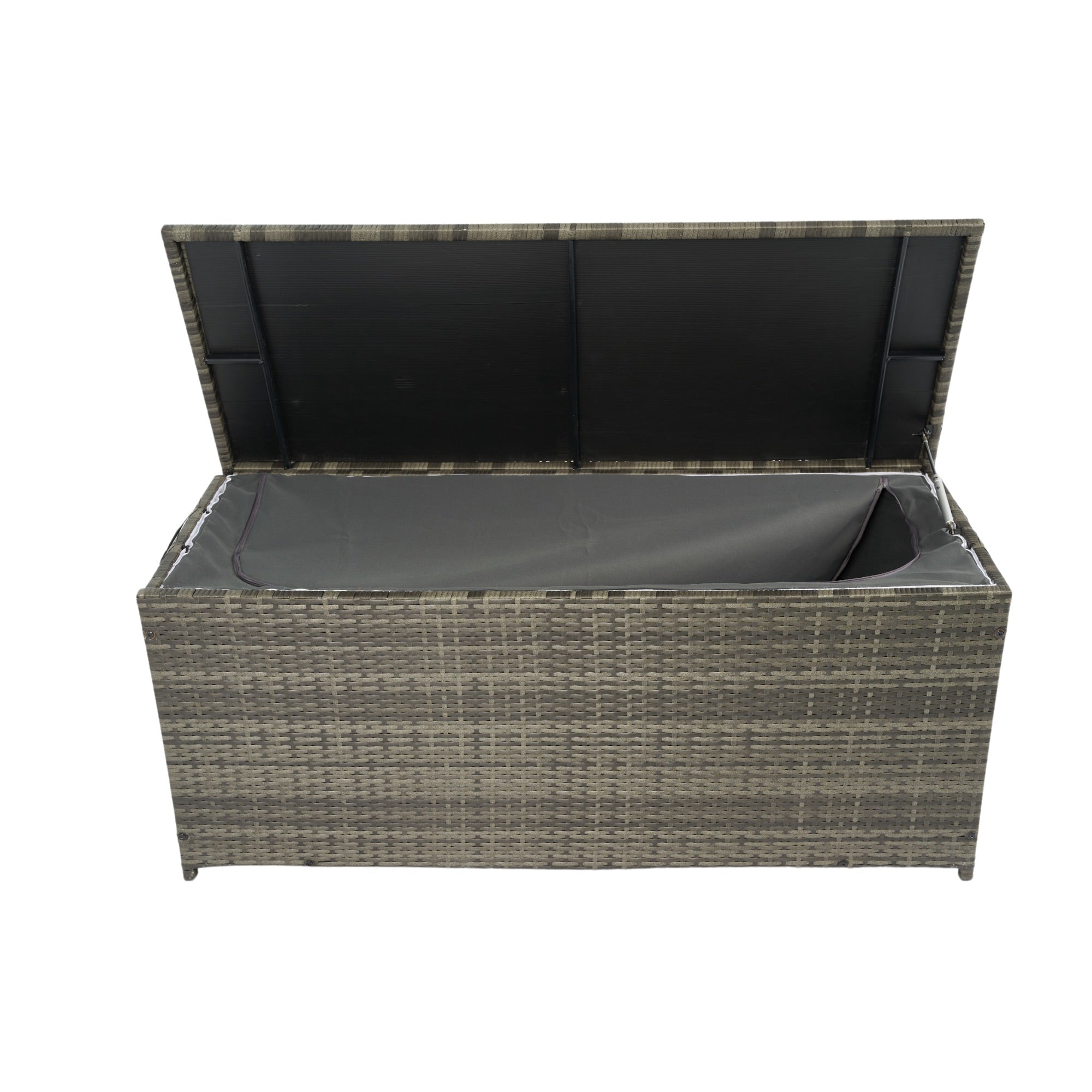 113 Gal. Black Wicker Outdoor Deck Boxes with Lid BOELEPSTG01GRA