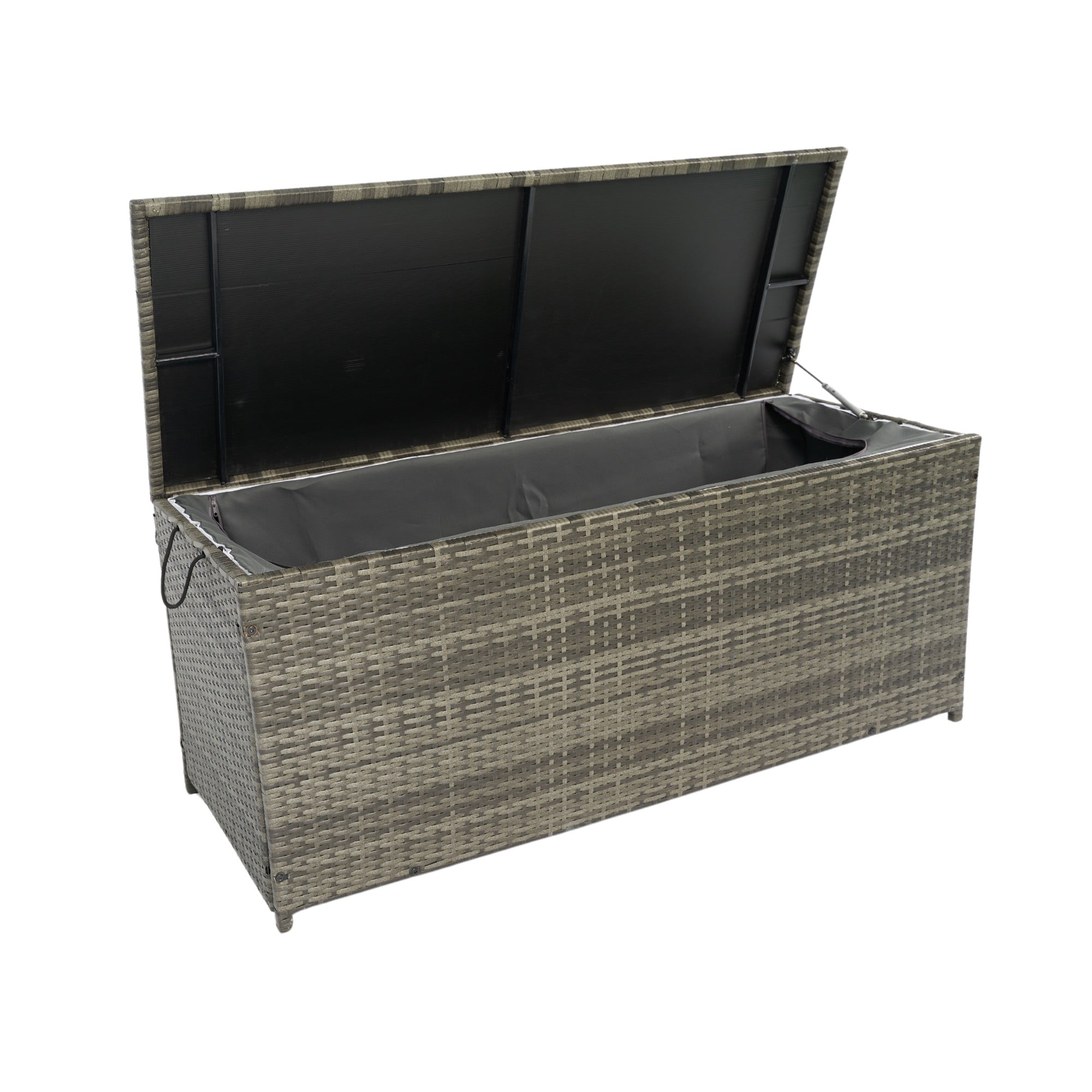 113 Gal. Black Wicker Outdoor Deck Boxes with Lid BOELEPSTG01GRA