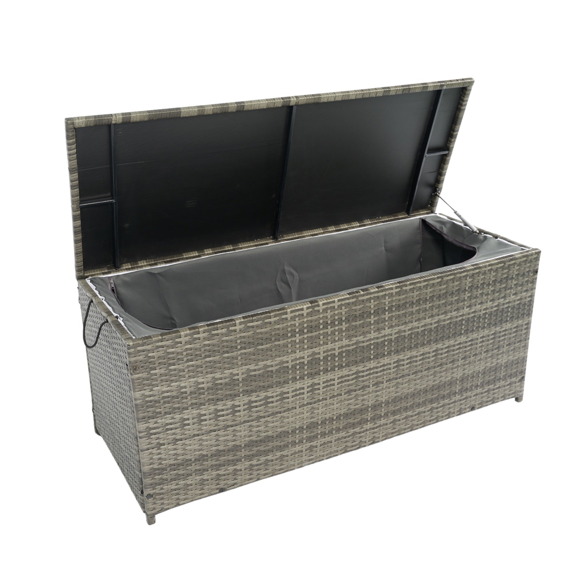 113 Gal. Black Wicker Outdoor Deck Boxes with Lid BOELEPSTG01GRA