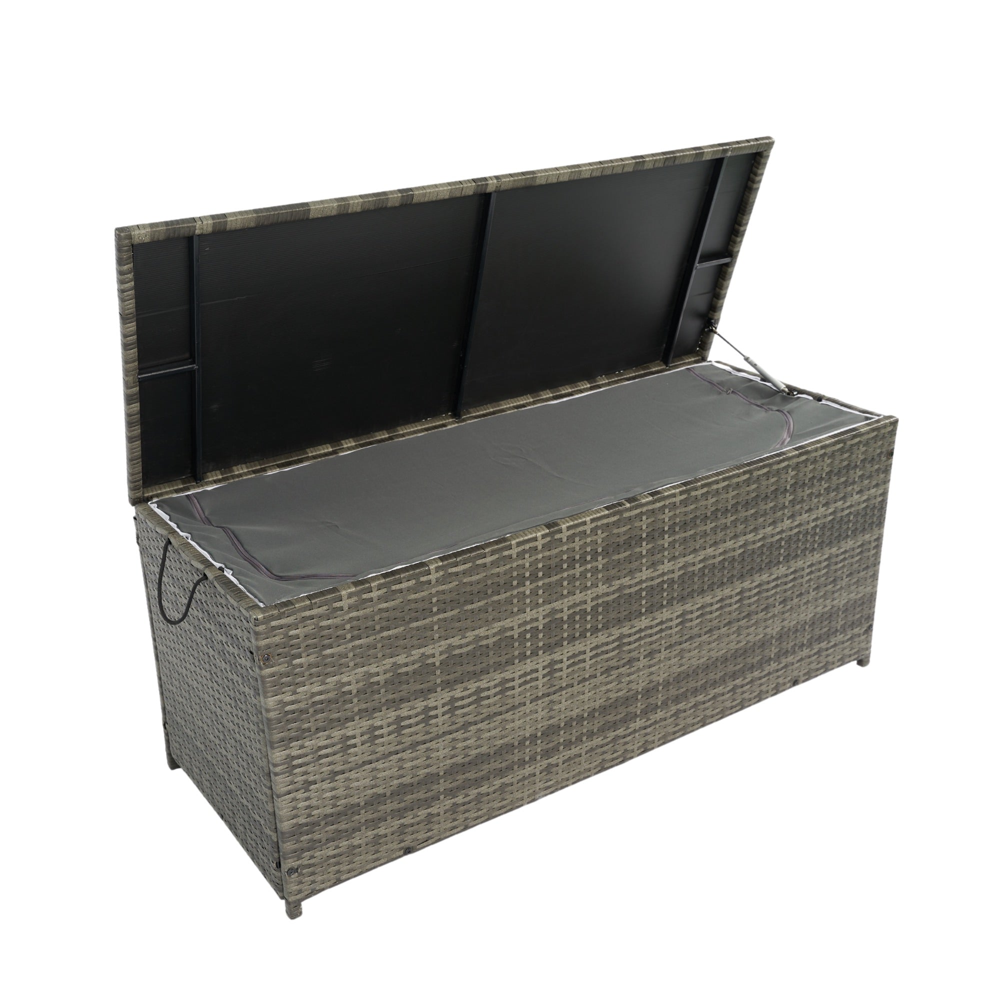 113 Gal. Black Wicker Outdoor Deck Boxes with Lid BOELEPSTG01GRA