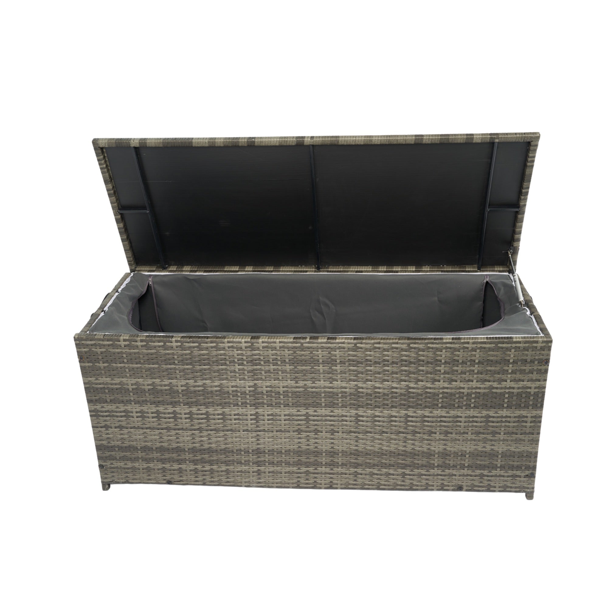 113 Gal. Black Wicker Outdoor Deck Boxes with Lid BOELEPSTG01GRA