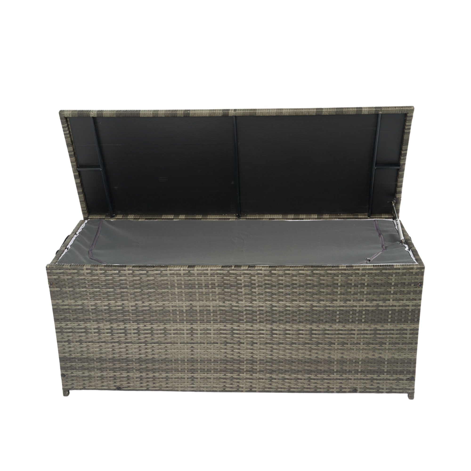 113 Gal. Black Wicker Outdoor Deck Boxes with Lid BOELEPSTG01GRA