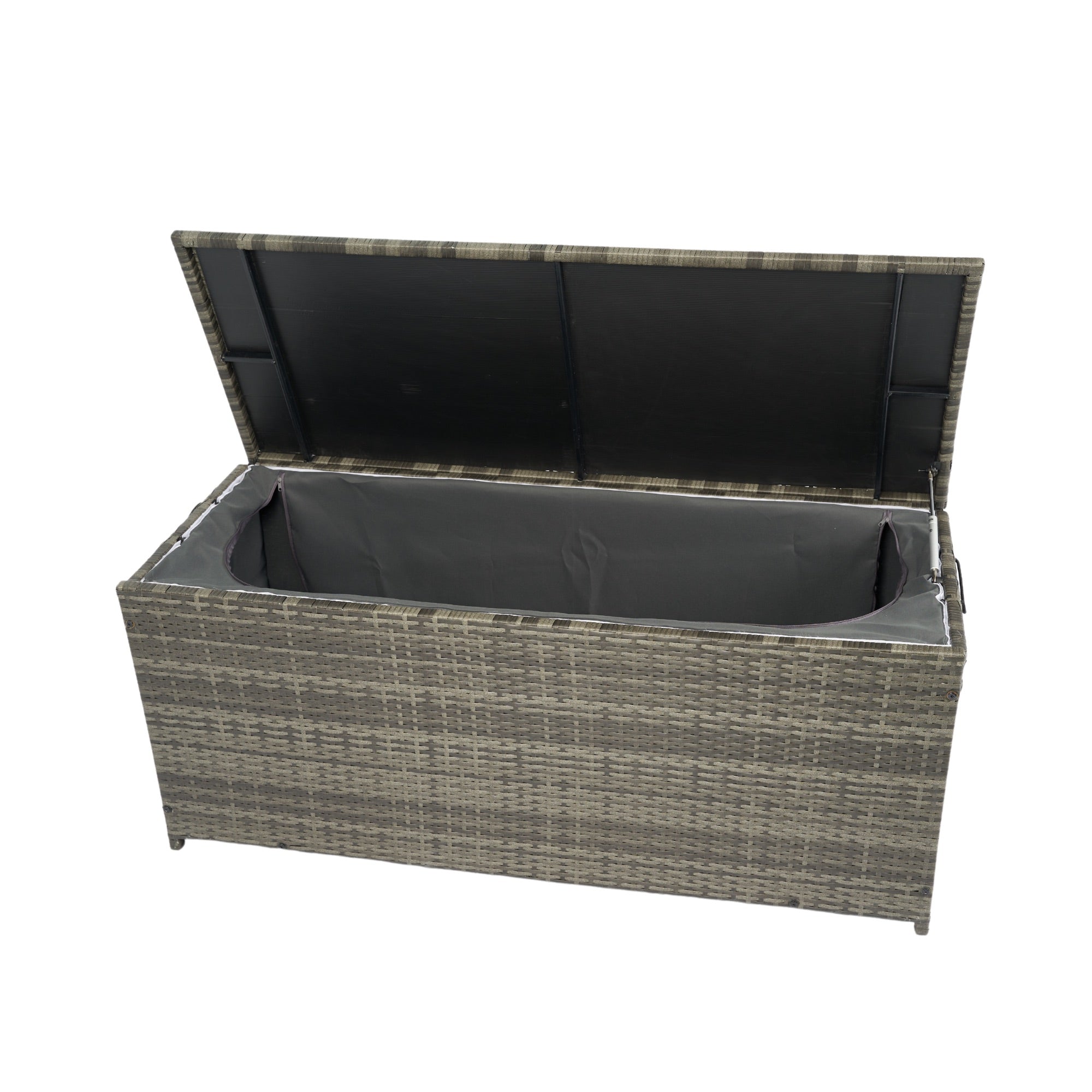 113 Gal. Black Wicker Outdoor Deck Boxes with Lid BOELEPSTG01GRA