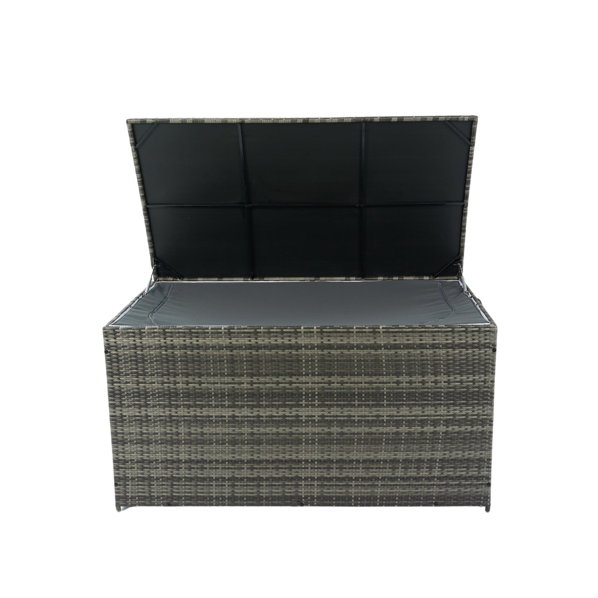 200 Gal. Gray Wicker Outdoor Deck Boxes with Lid BOELEPSTG02GR