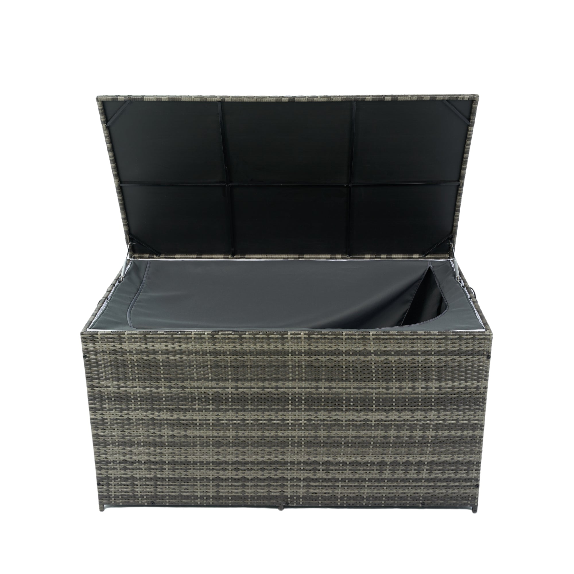 200 Gal. Gray Wicker Outdoor Deck Boxes with Lid BOELEPSTG02GR