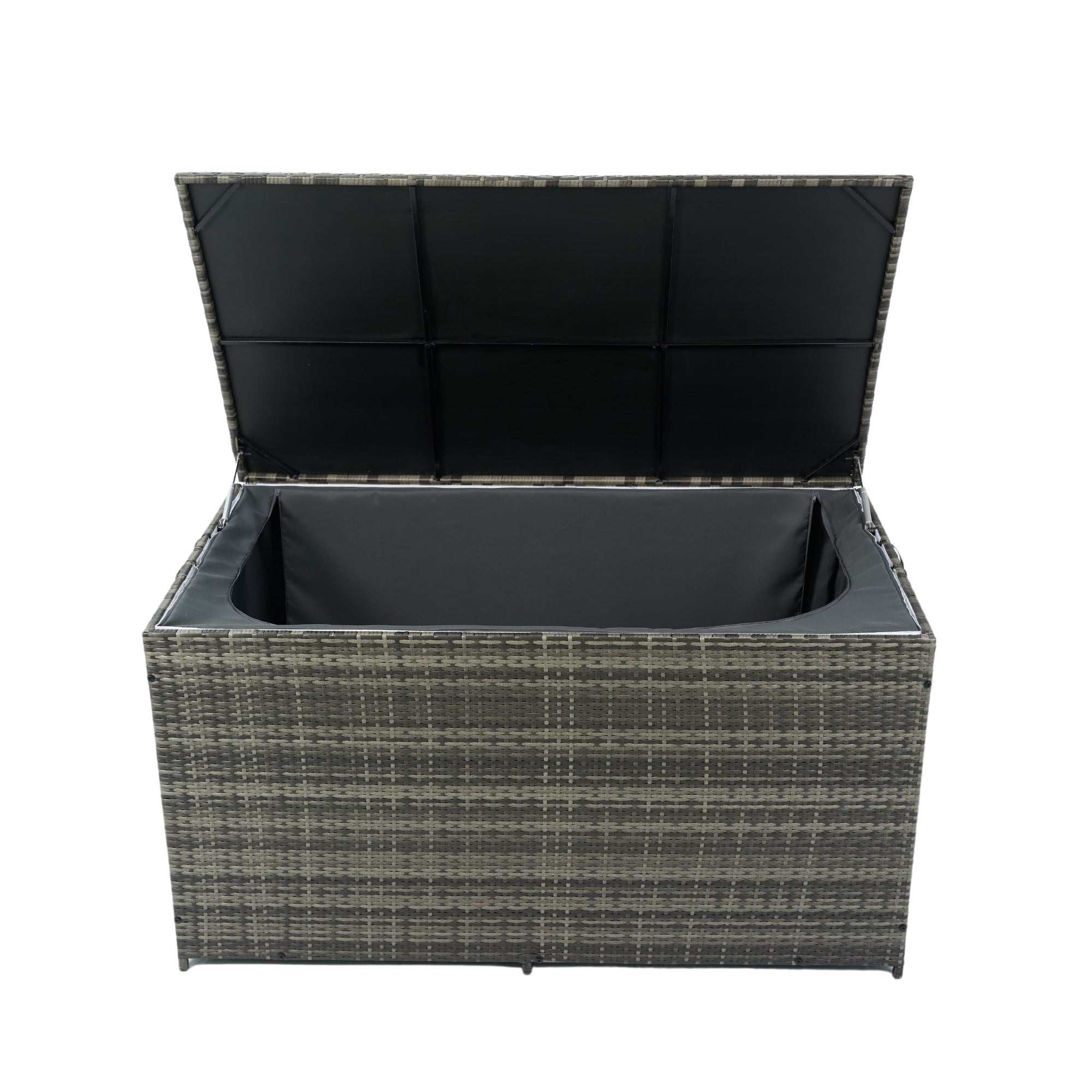 200 Gal. Gray Wicker Outdoor Deck Boxes with Lid BOELEPSTG02GR