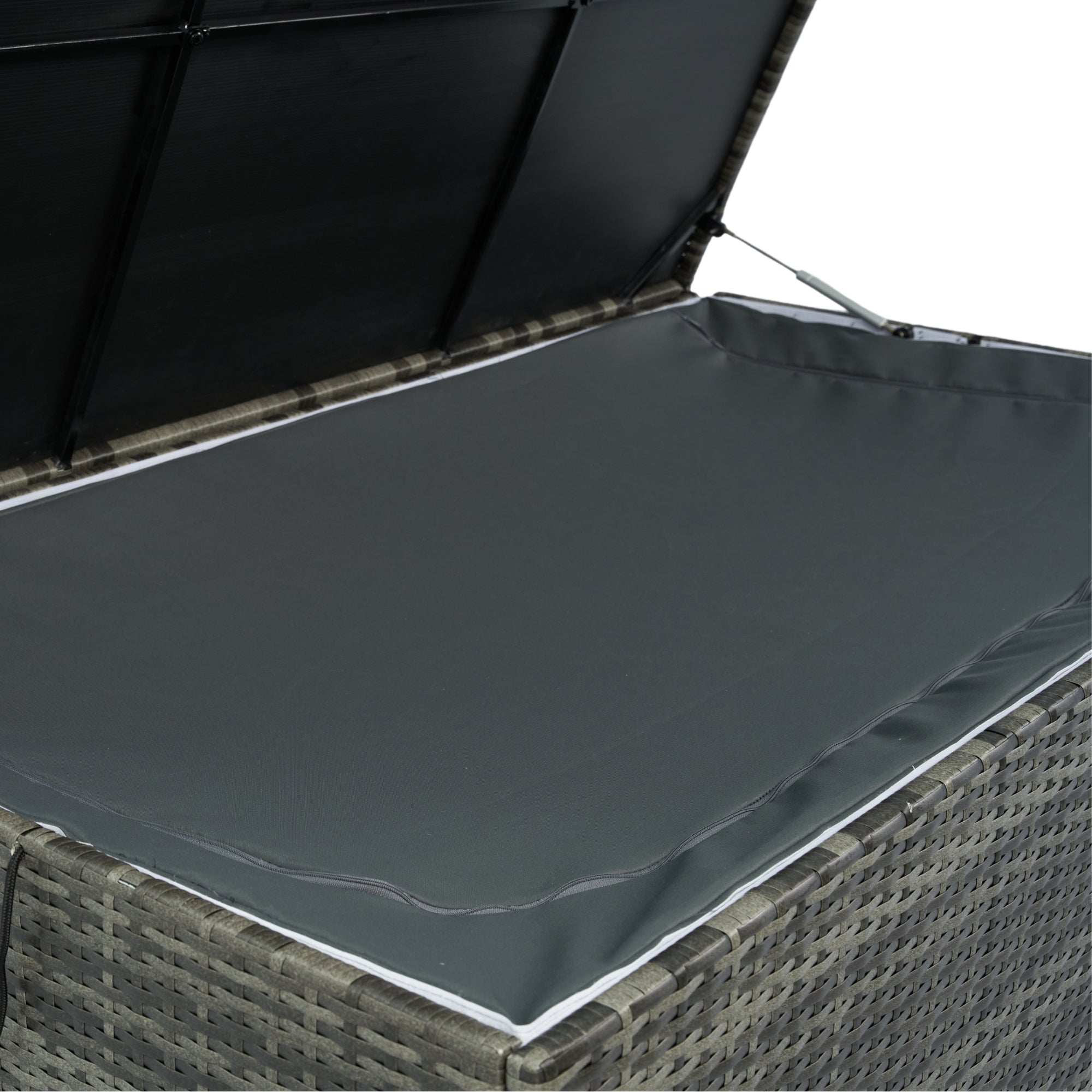 200 Gal. Gray Wicker Outdoor Deck Boxes with Lid BOELEPSTG02GR
