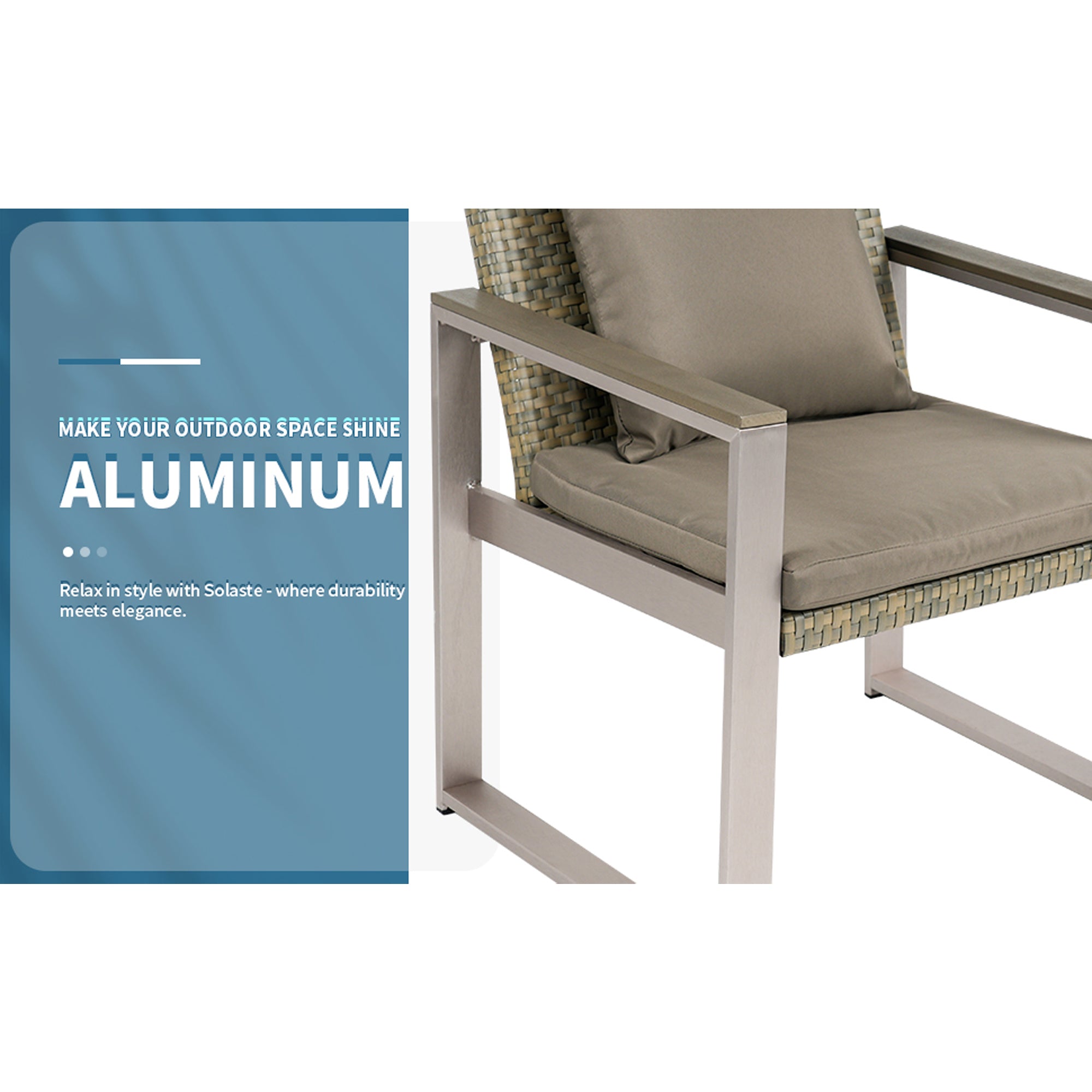 2-Piece Aluminum Woven Rattan Patio Conversation Set with khaki Cushions and Coffee Table BOGAPCS04KH