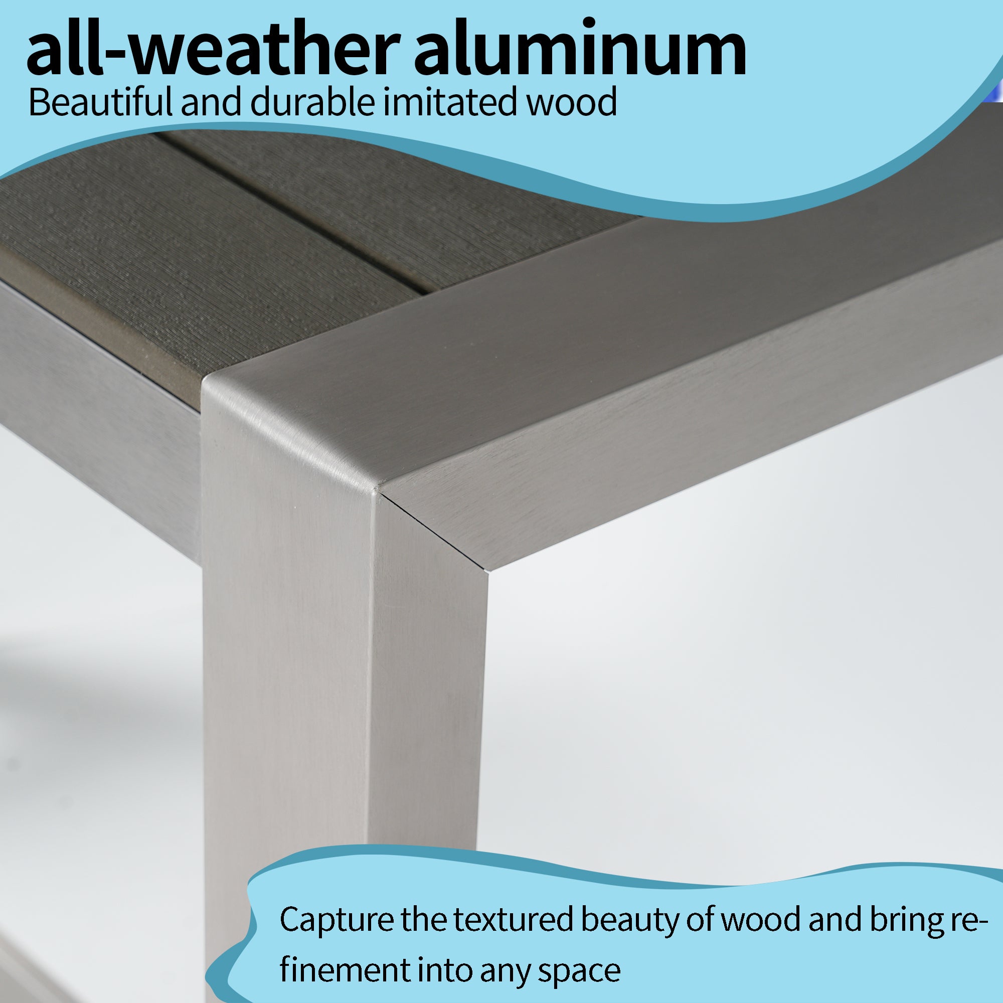 5-Piece Silver Aluminum Rectangle Bar Height Outdoor Serving Bar Set BOGAPD01GR
