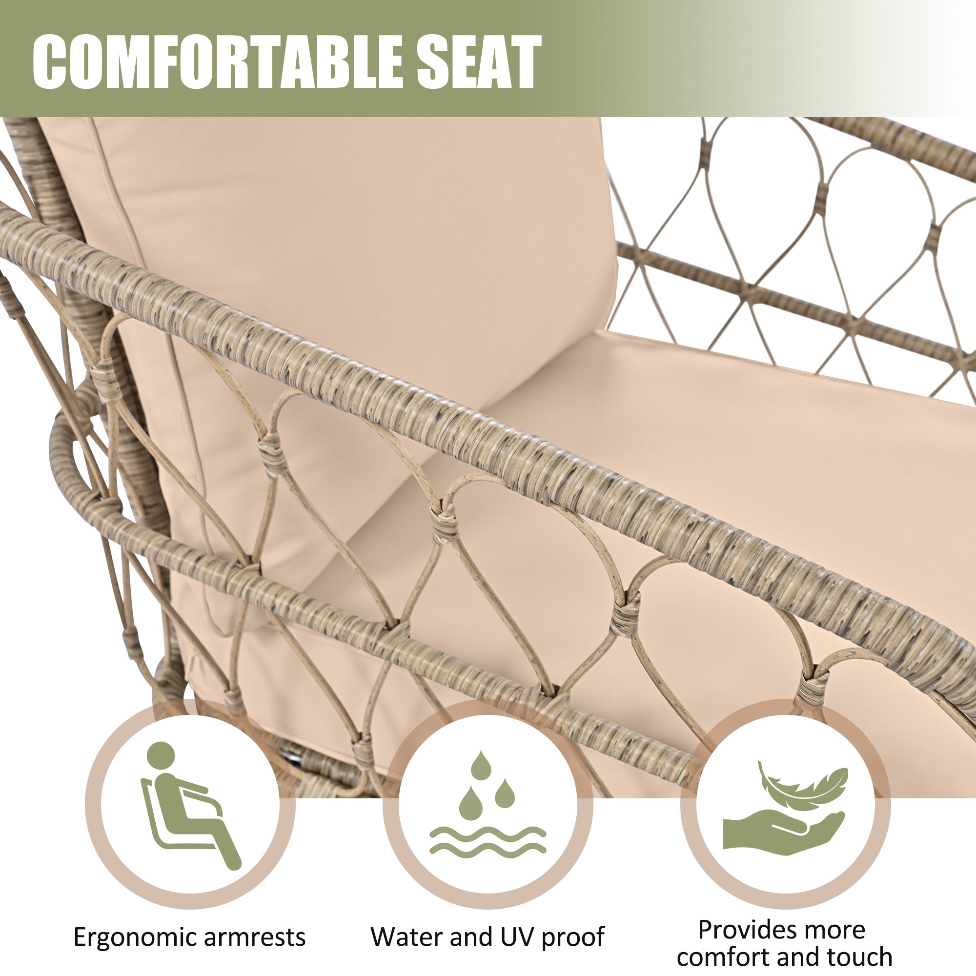 4-Piece Wicker Patio Conversation Set with Wood Tabletop and Beige Cushions BOGOPCS04BEG