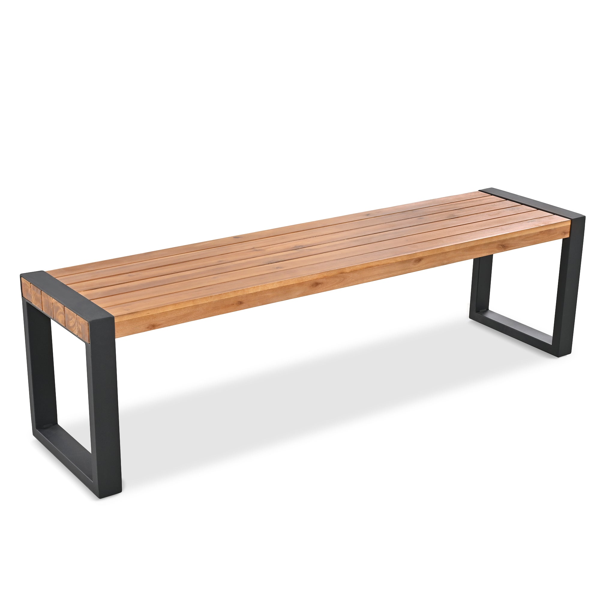 3-Piece Wood Outdoor Dining Set with 2 Benches   BOGOPD08BRO