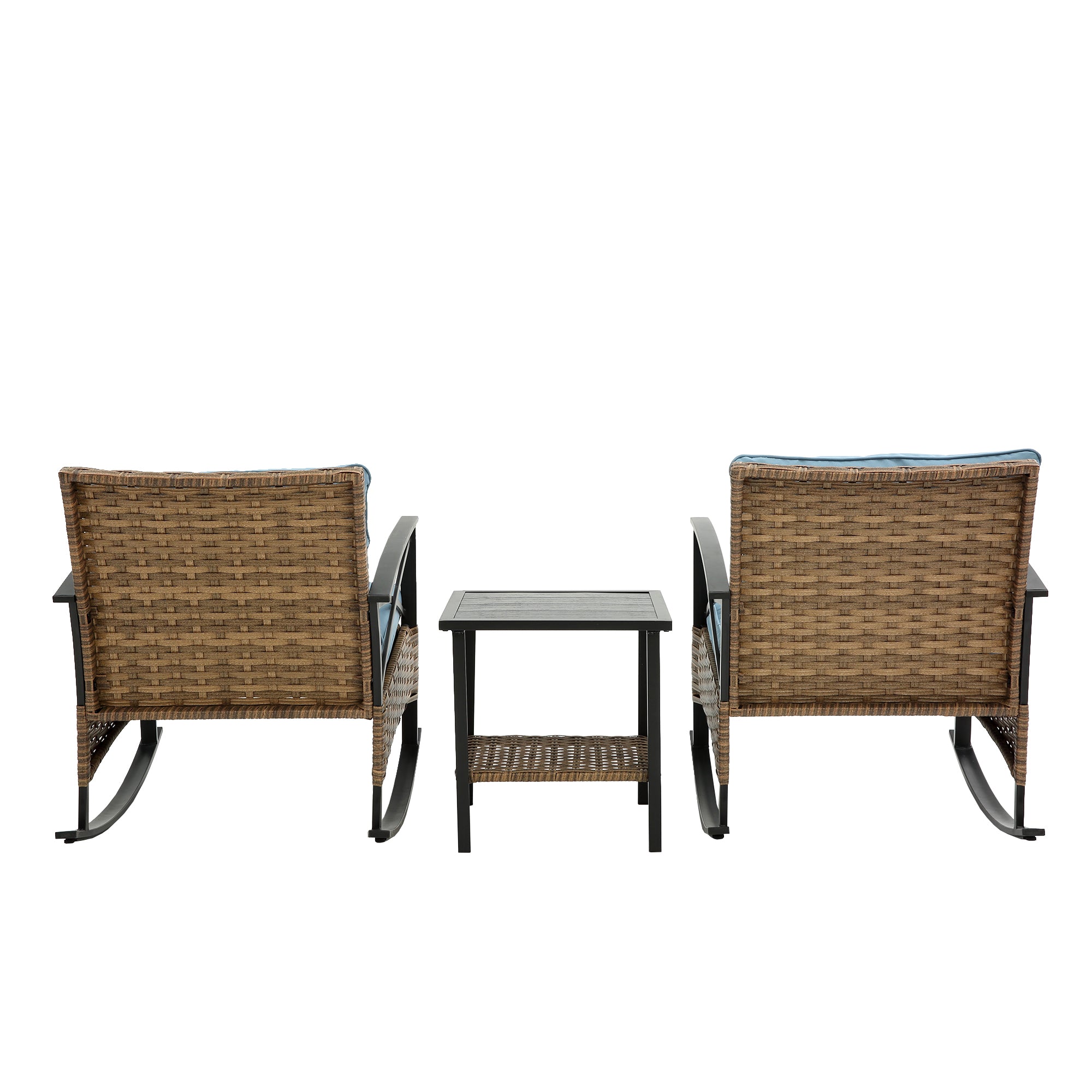 3-Piece Rattan Outdoor Rocking Set Chair BOHFPC01BL