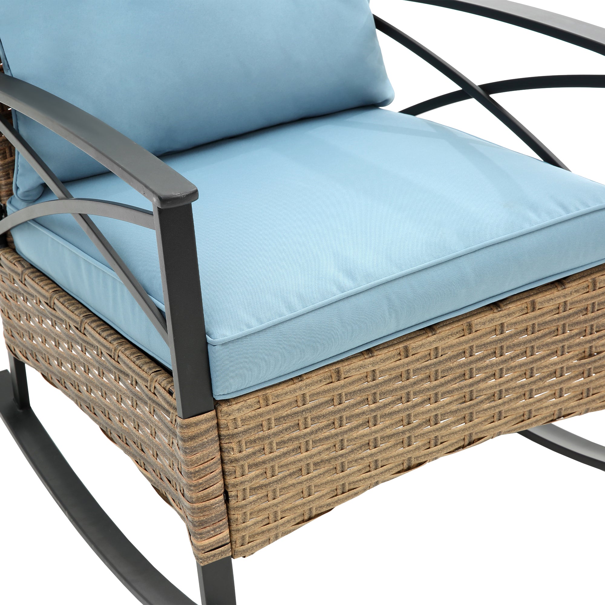 3-Piece Rattan Outdoor Rocking Set Chair BOHFPC01BL