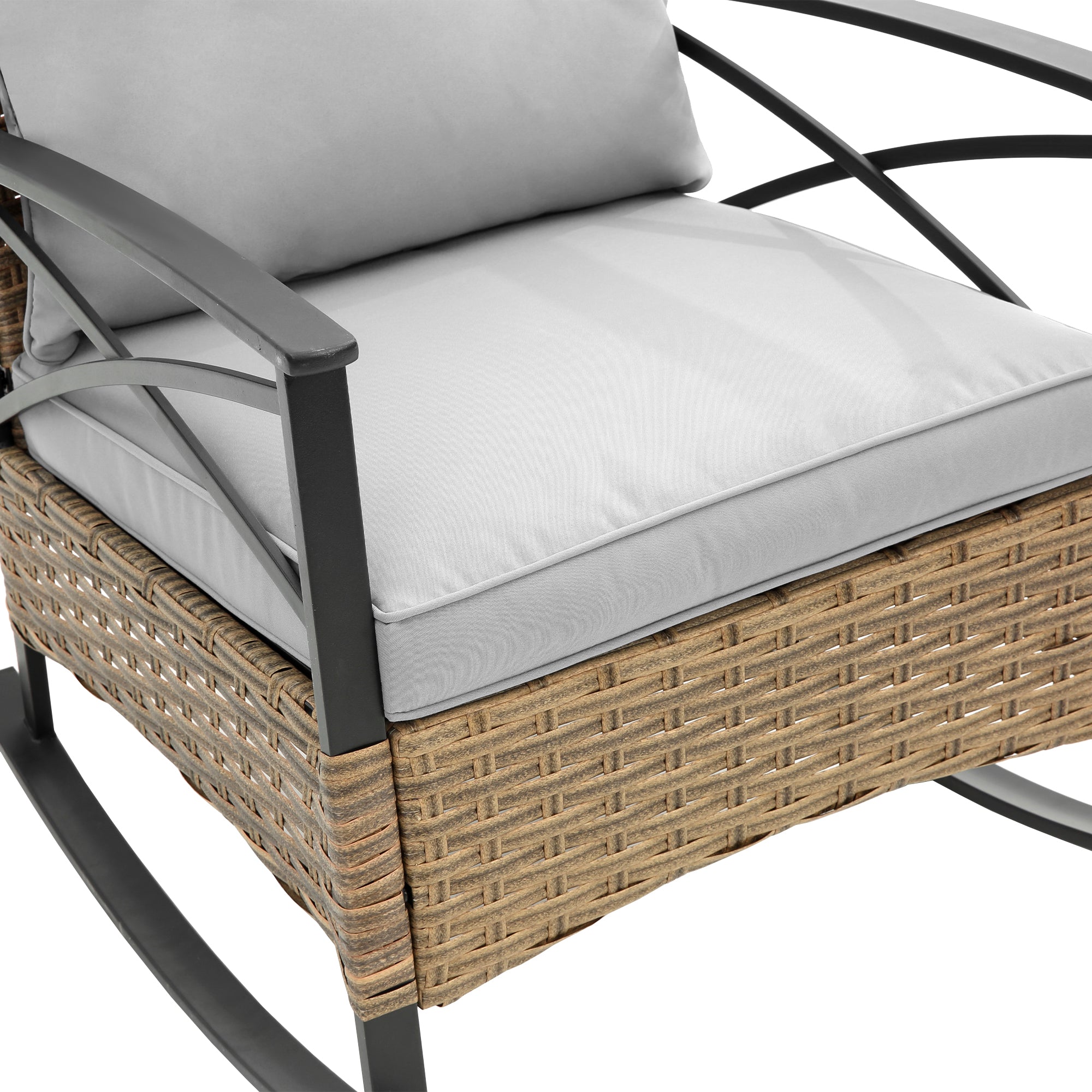 3-Piece Rattan Outdoor Rocking Set Chair BOHFPC01GR