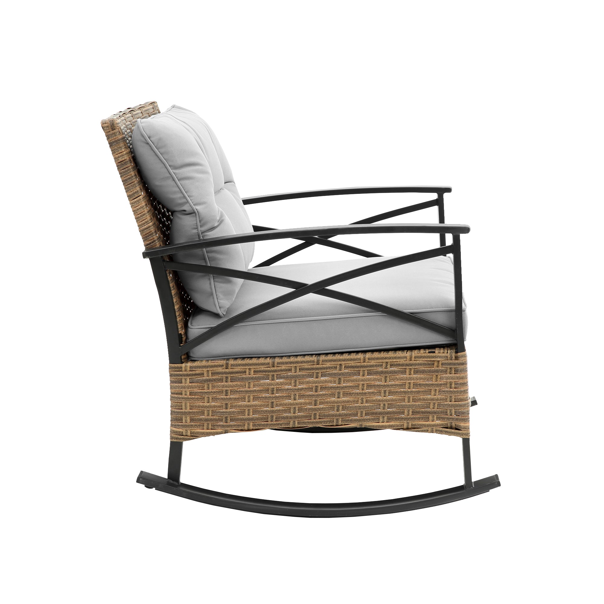 3-Piece Rattan Outdoor Rocking Set Chair BOHFPC01GR
