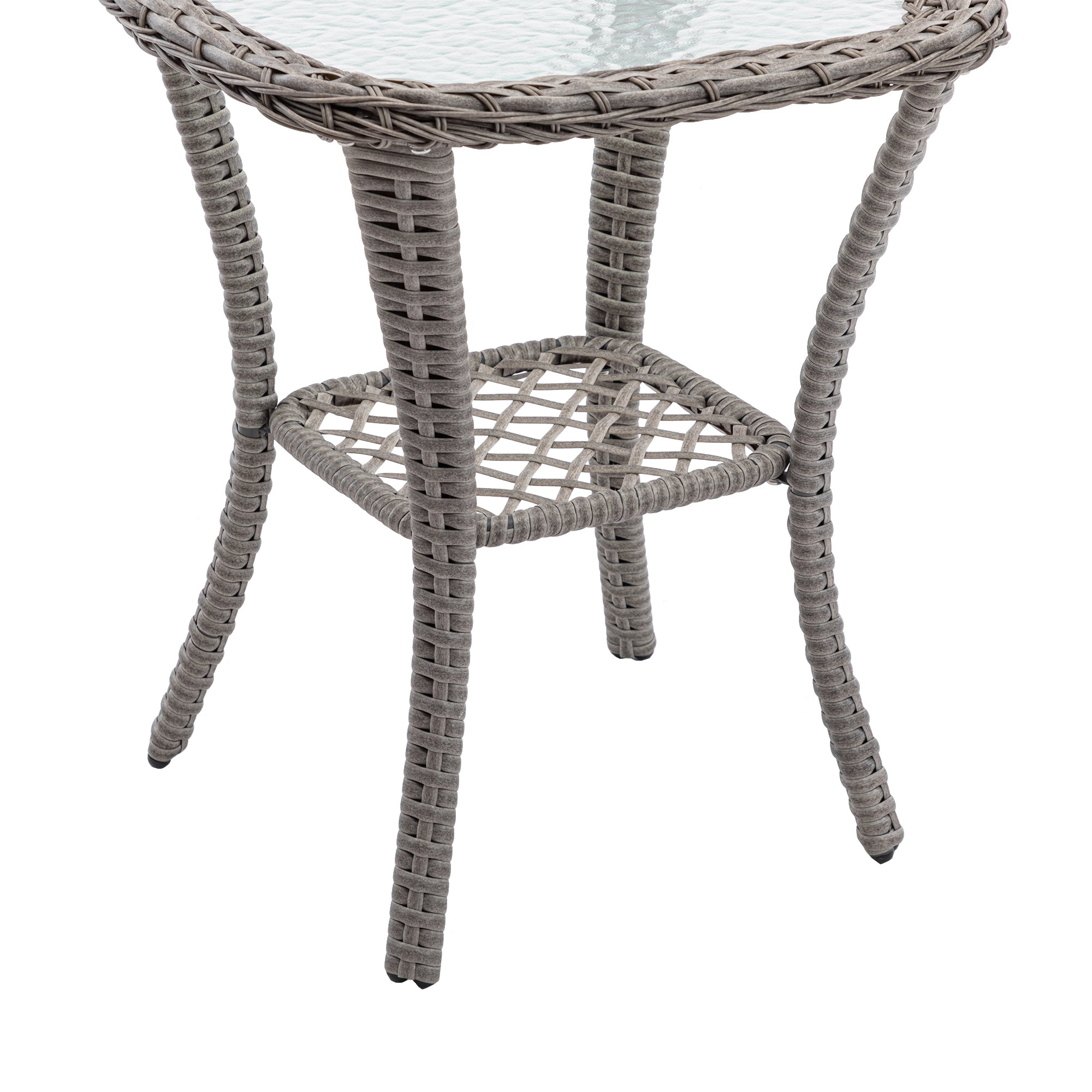 3-Piece Outdoor Rocker Chairs with Thickened Cushions and Glass Coffee Table BOHFPC02GR