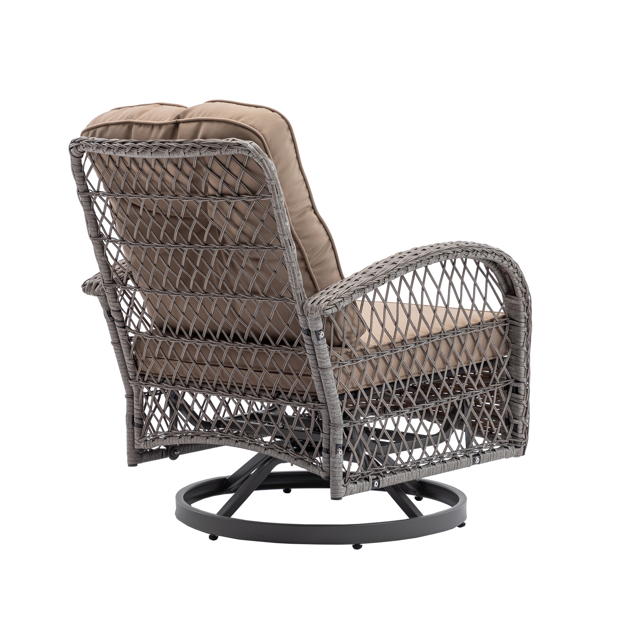 3-Piece Outdoor Rocker Chairs with Thickened Cushions and Glass Coffee Table BOHFPC02KH