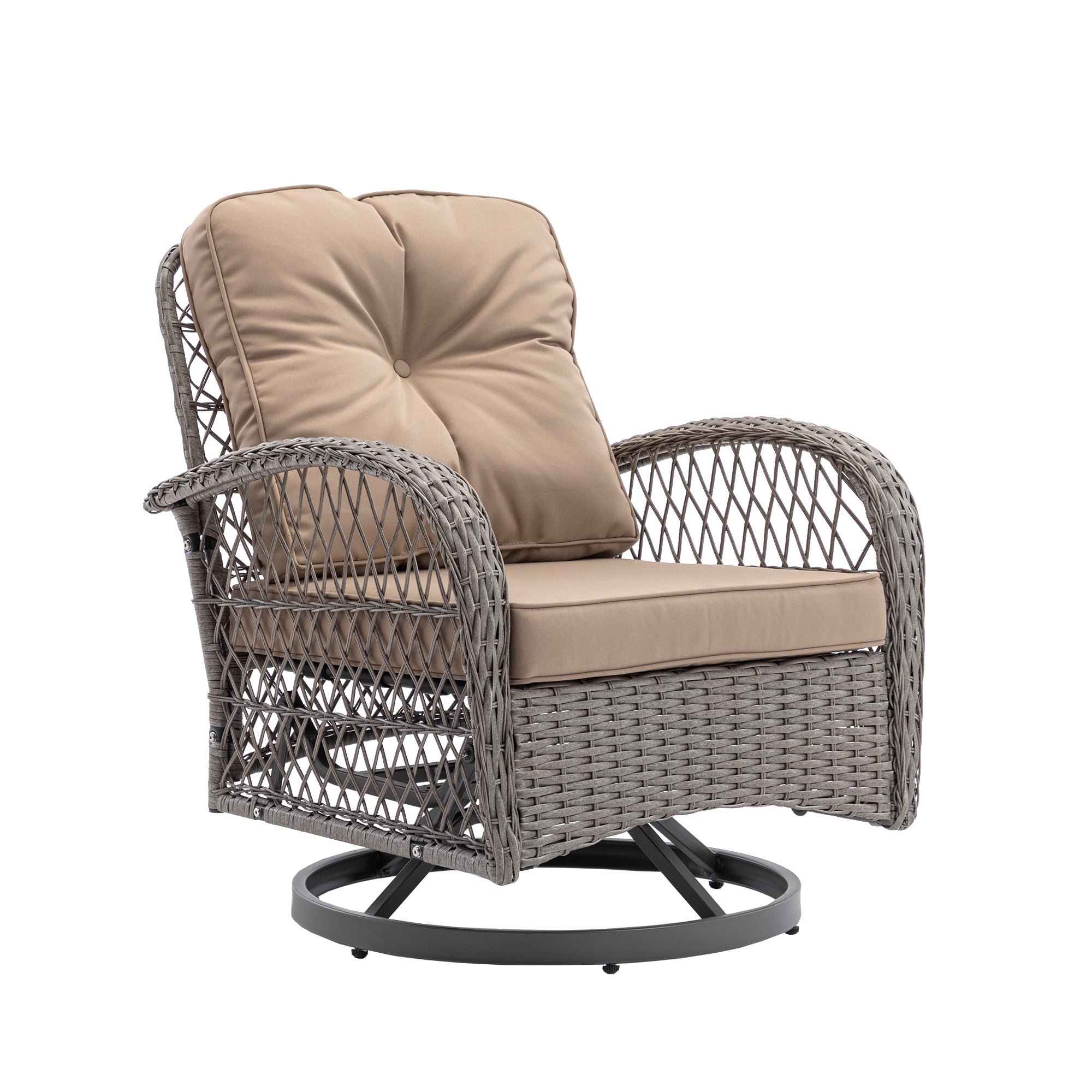 3-Piece Outdoor Rocker Chairs with Thickened Cushions and Glass Coffee Table BOHFPC02KH