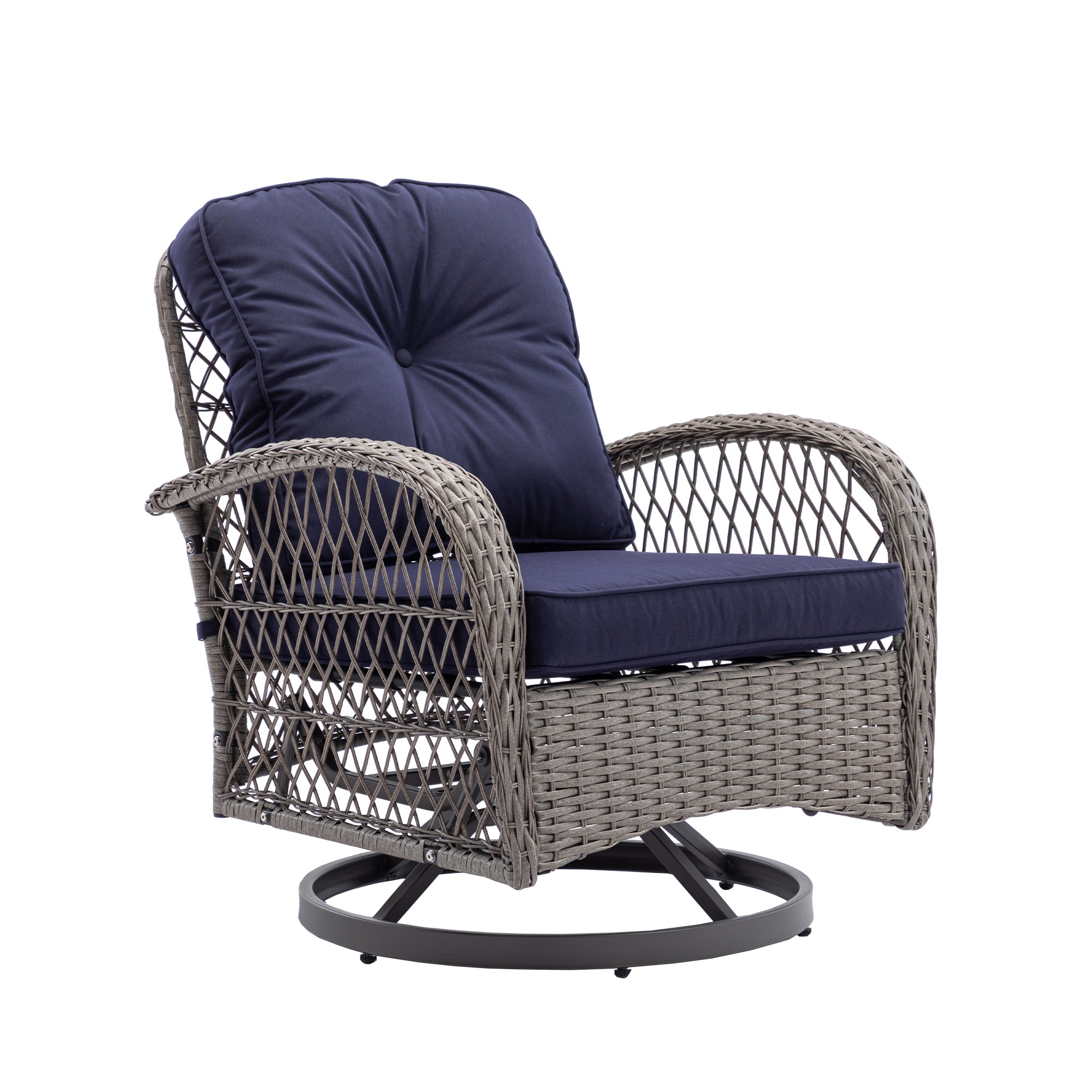 3-Piece Outdoor Rocker Chairs with Thickened Cushions and Glass Coffee Table