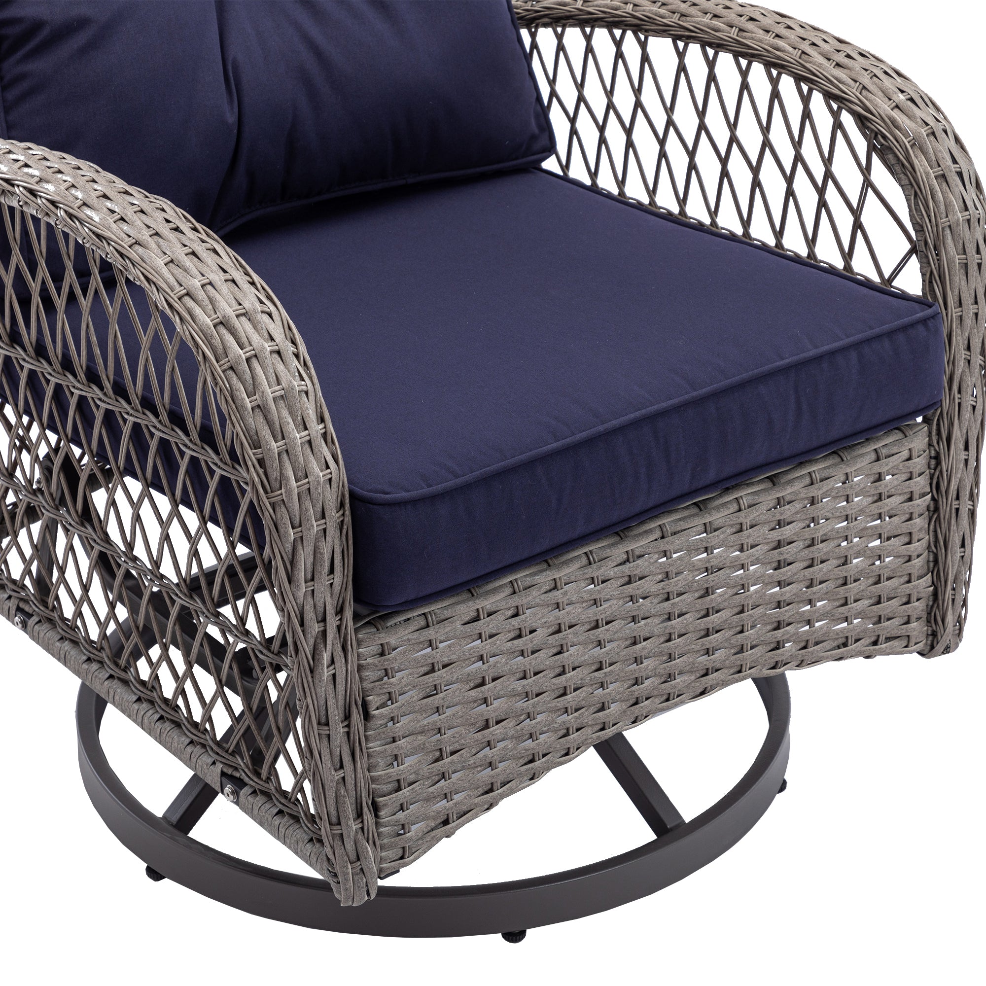 3-Piece Outdoor Rocker Chairs with Thickened Cushions and Glass Coffee Table