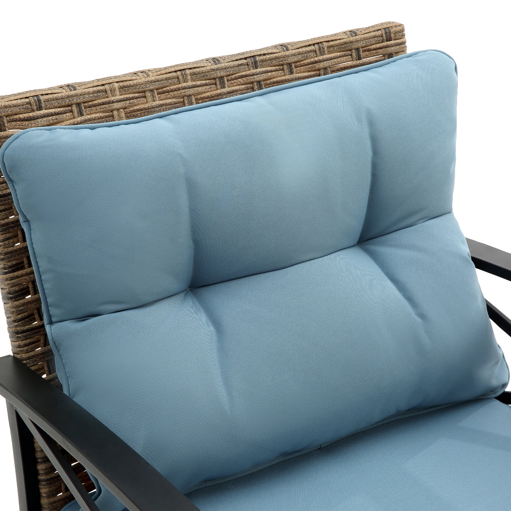4-Piece Rattan Wicker Outdoor Conversation Set with Cushion BOHFPS01BL