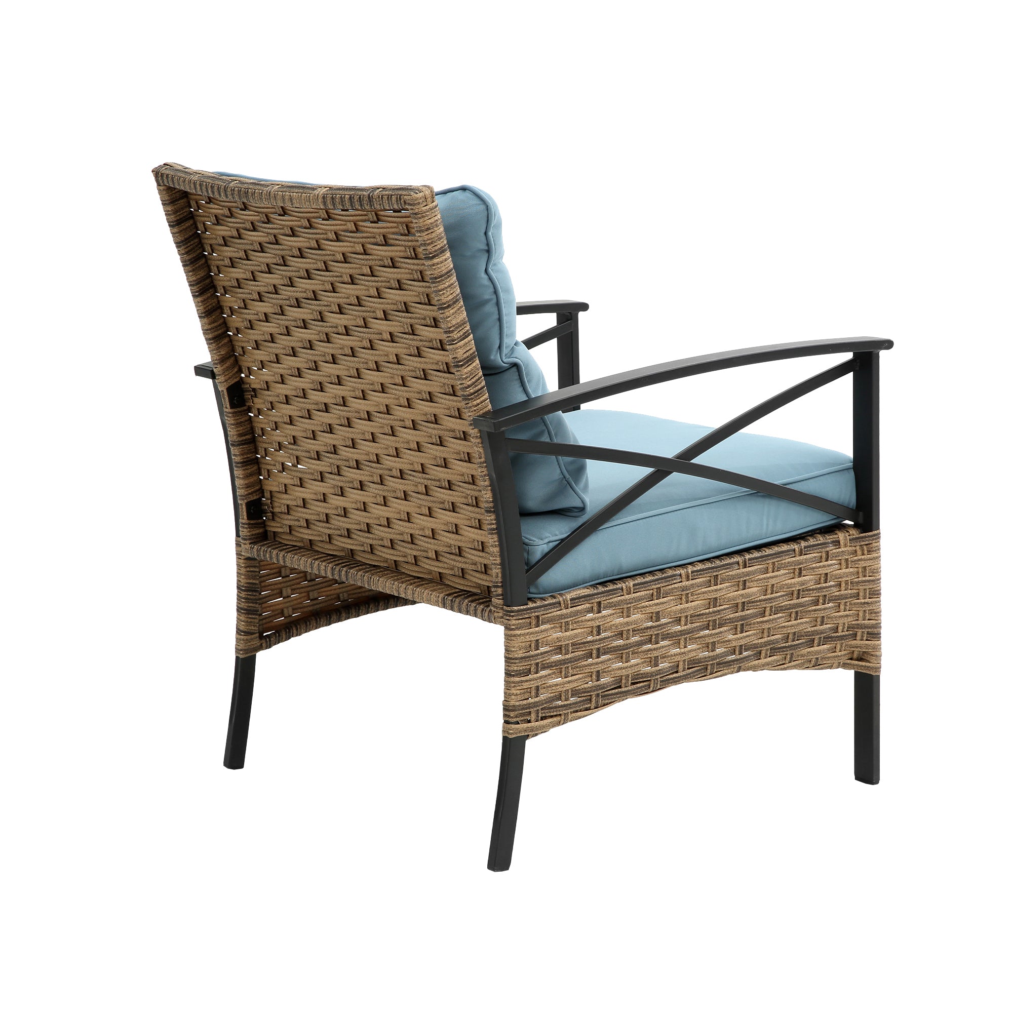 4-Piece Rattan Wicker Outdoor Conversation Set with Cushion BOHFPS01BL