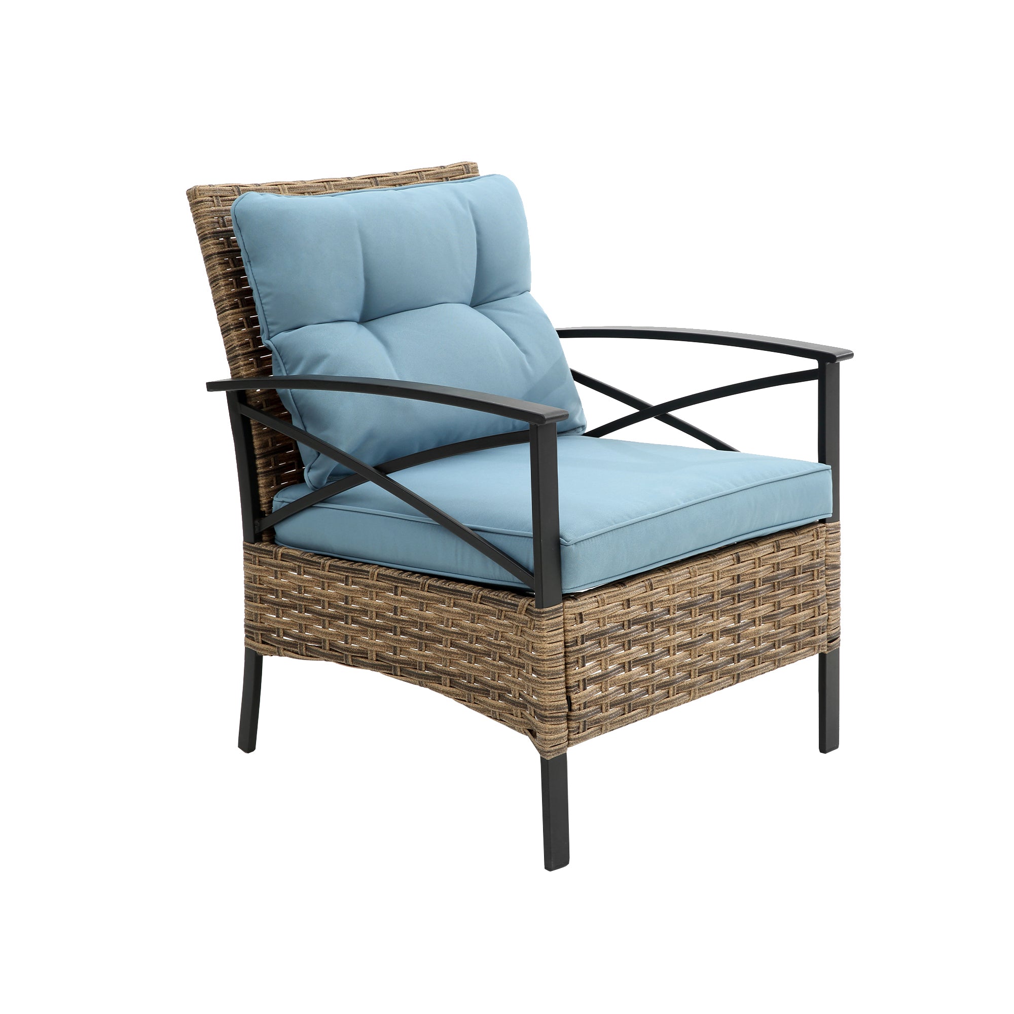 4-Piece Rattan Wicker Outdoor Conversation Set with Cushion BOHFPS01BL