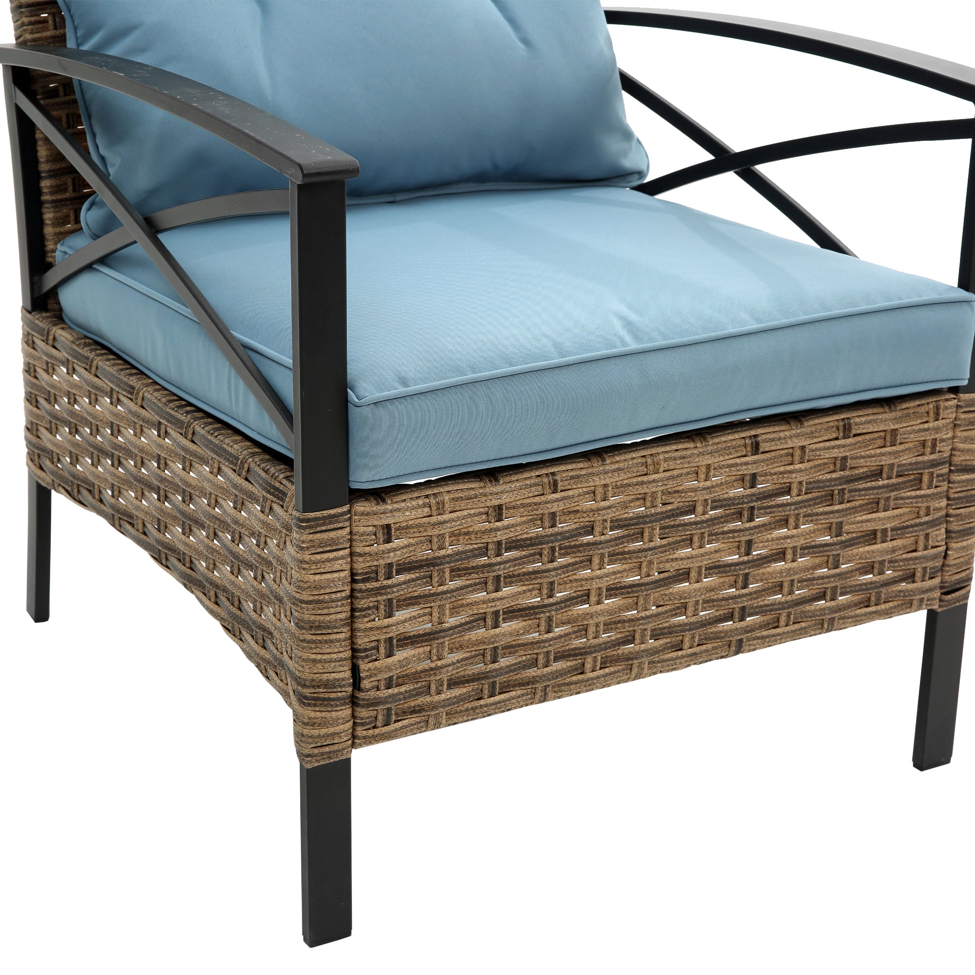 4-Piece Rattan Wicker Outdoor Conversation Set with Cushion BOHFPS01BL