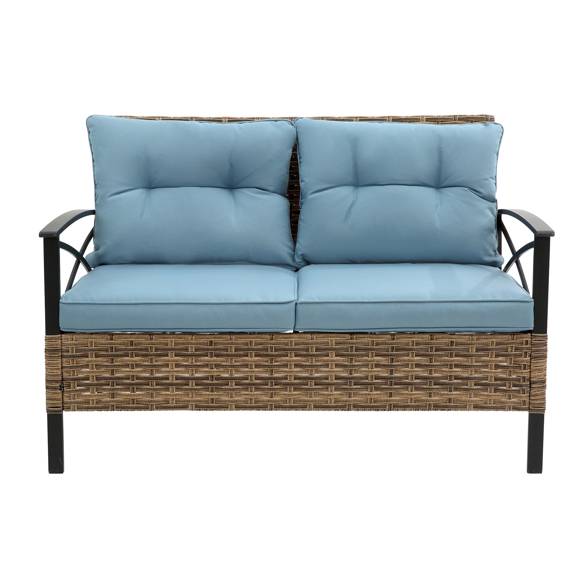4-Piece Rattan Wicker Outdoor Conversation Set with Cushion BOHFPS01BL