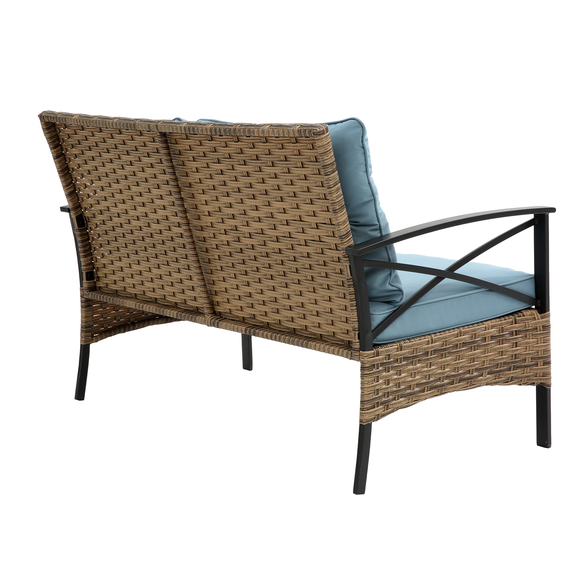 4-Piece Rattan Wicker Outdoor Conversation Set with Cushion BOHFPS01BL