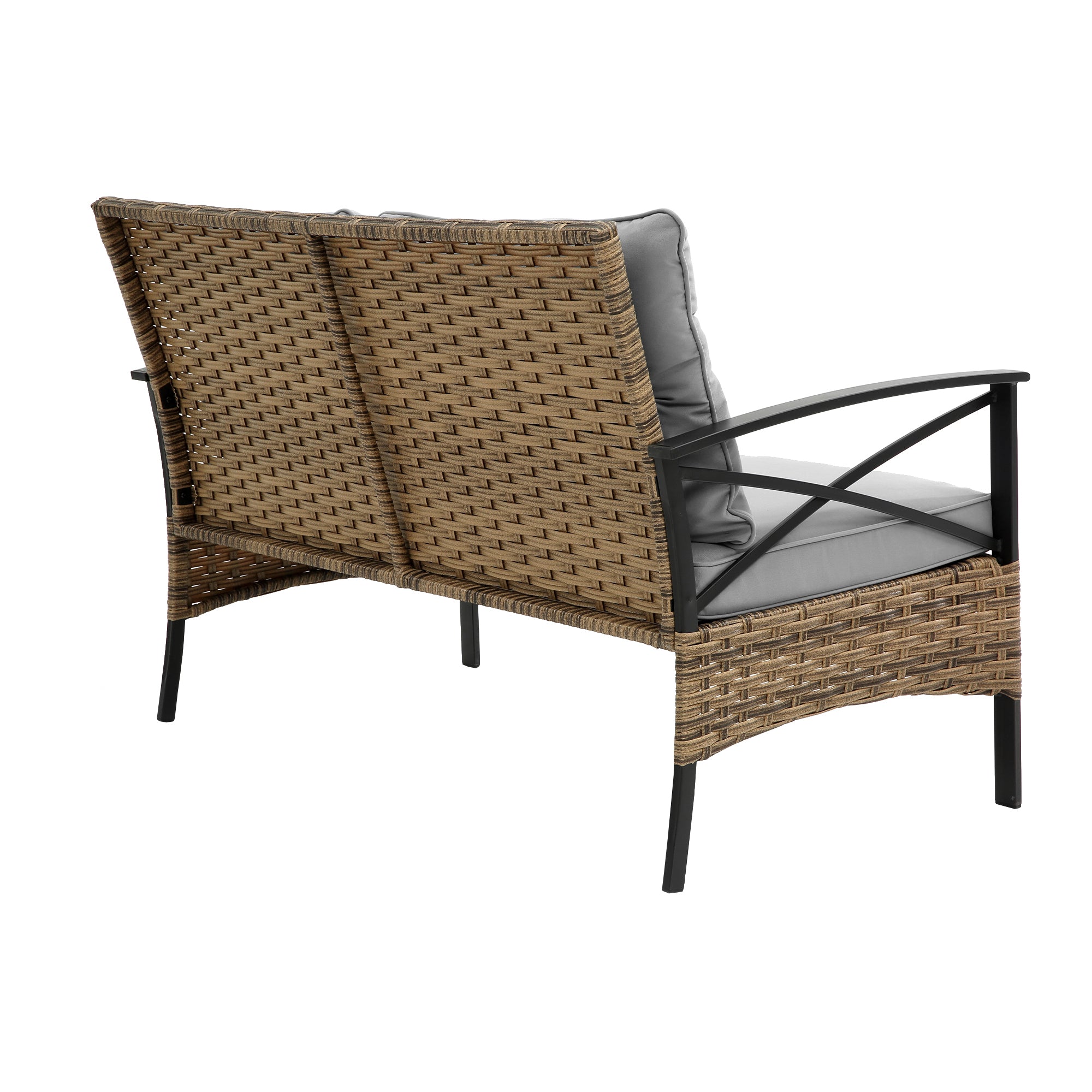 4-Piece Rattan Wicker Outdoor Conversation Set with Cushion BOHFPS01GR