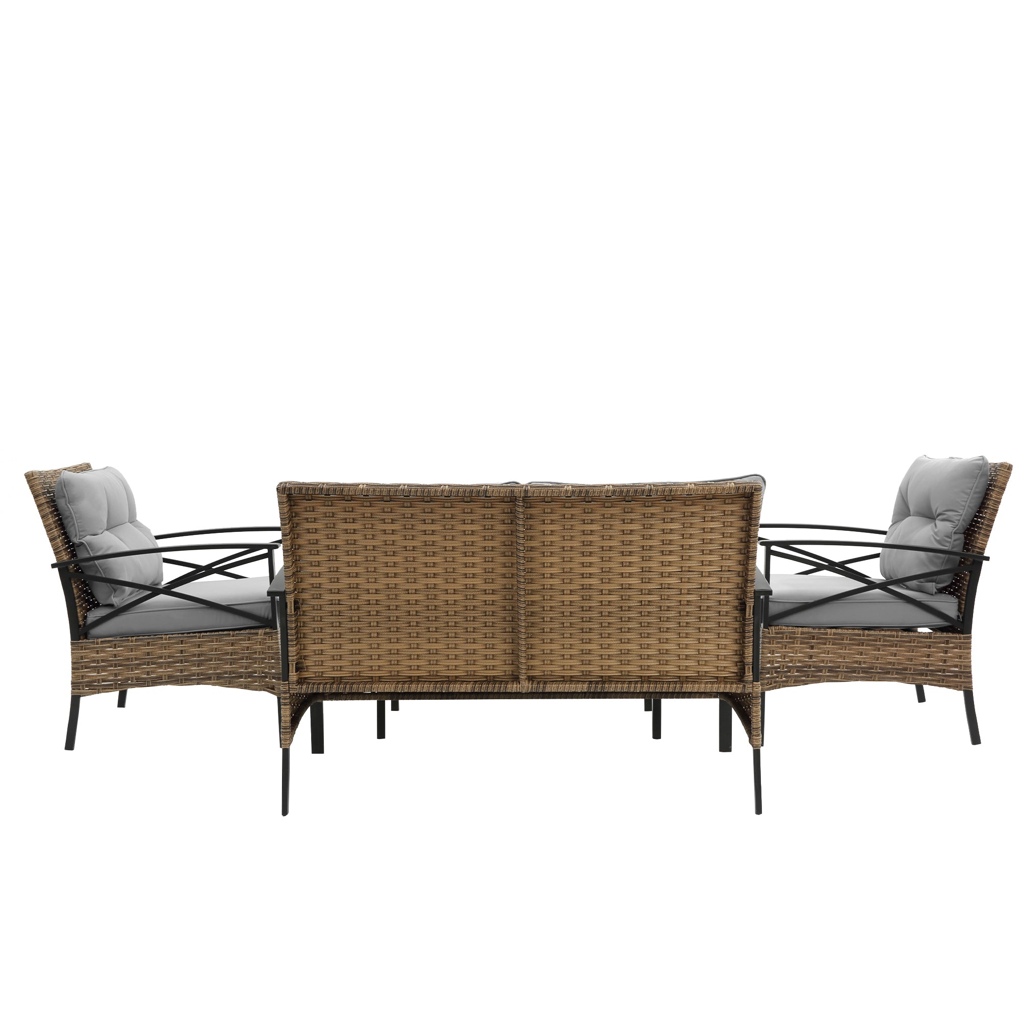 4-Piece Rattan Wicker Outdoor Conversation Set with Cushion BOHFPS01GR