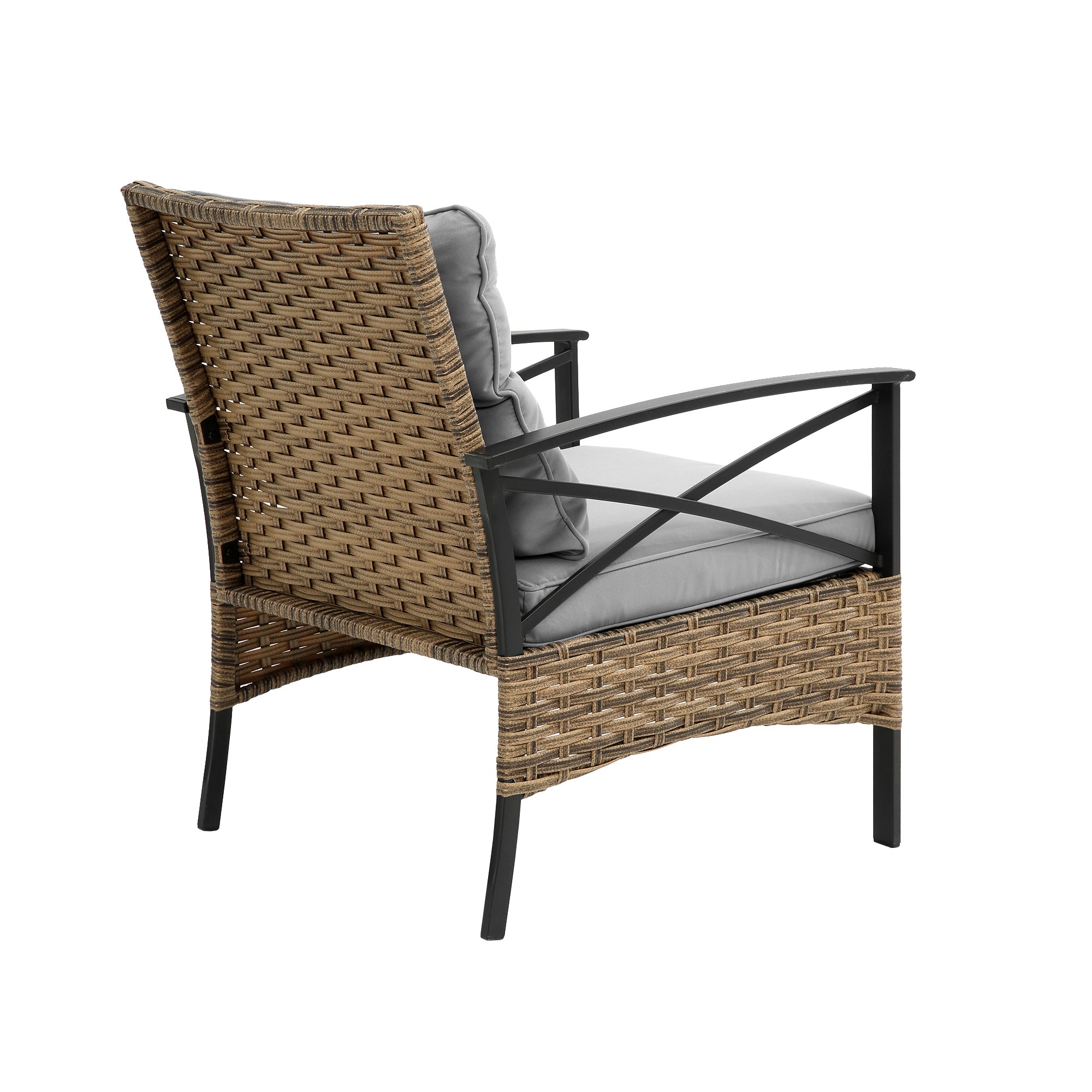 4-Piece Rattan Wicker Outdoor Conversation Set with Cushion BOHFPS01GR