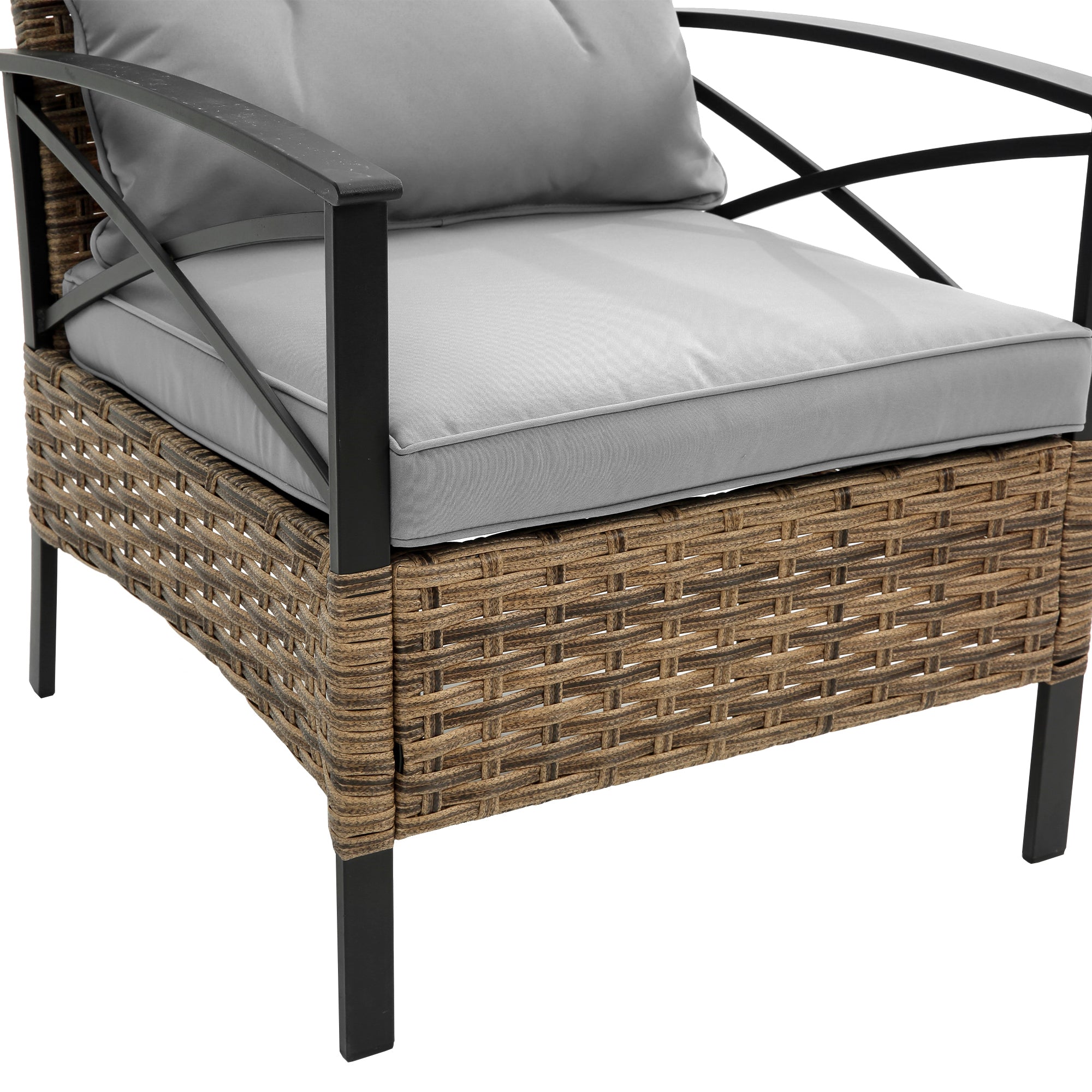 4-Piece Rattan Wicker Outdoor Conversation Set with Cushion BOHFPS01GR
