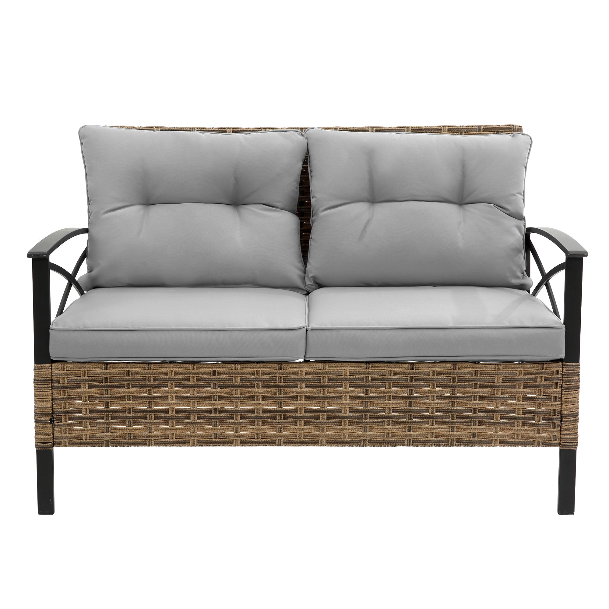 4-Piece Rattan Wicker Outdoor Conversation Set with Cushion BOHFPS01GR