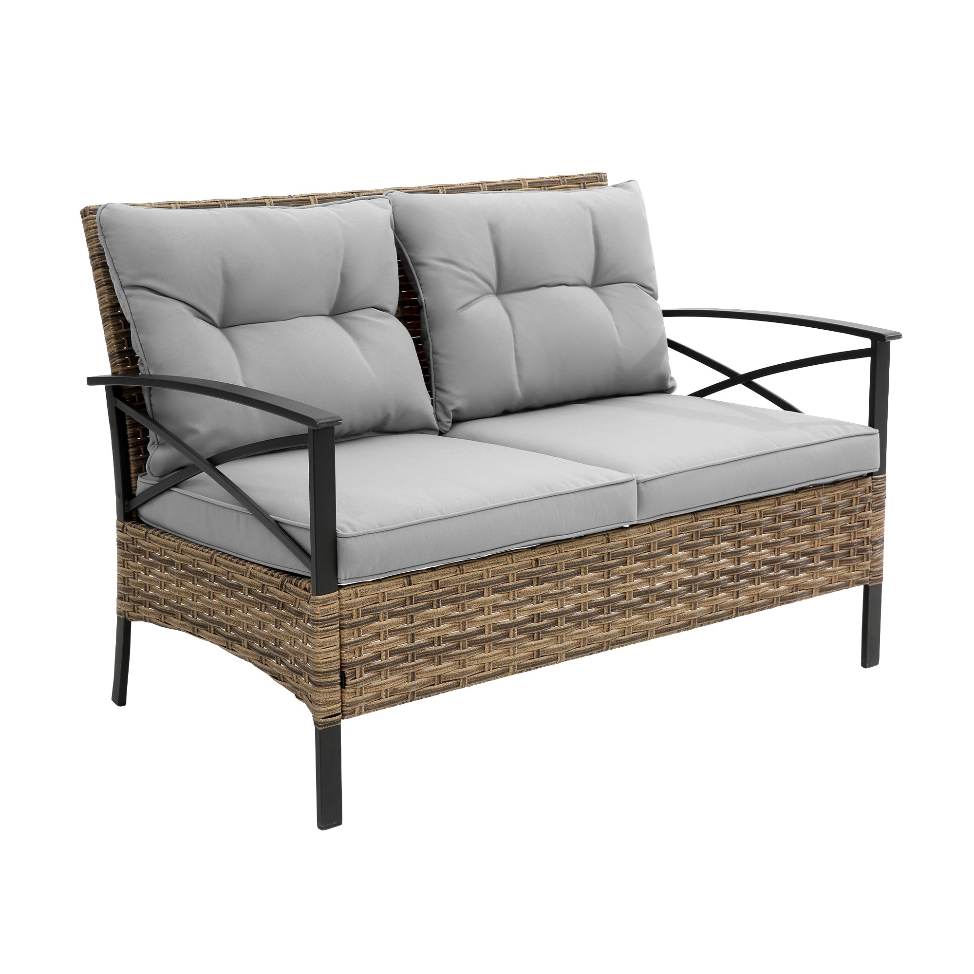4-Piece Rattan Wicker Outdoor Conversation Set with Cushion BOHFPS01GR